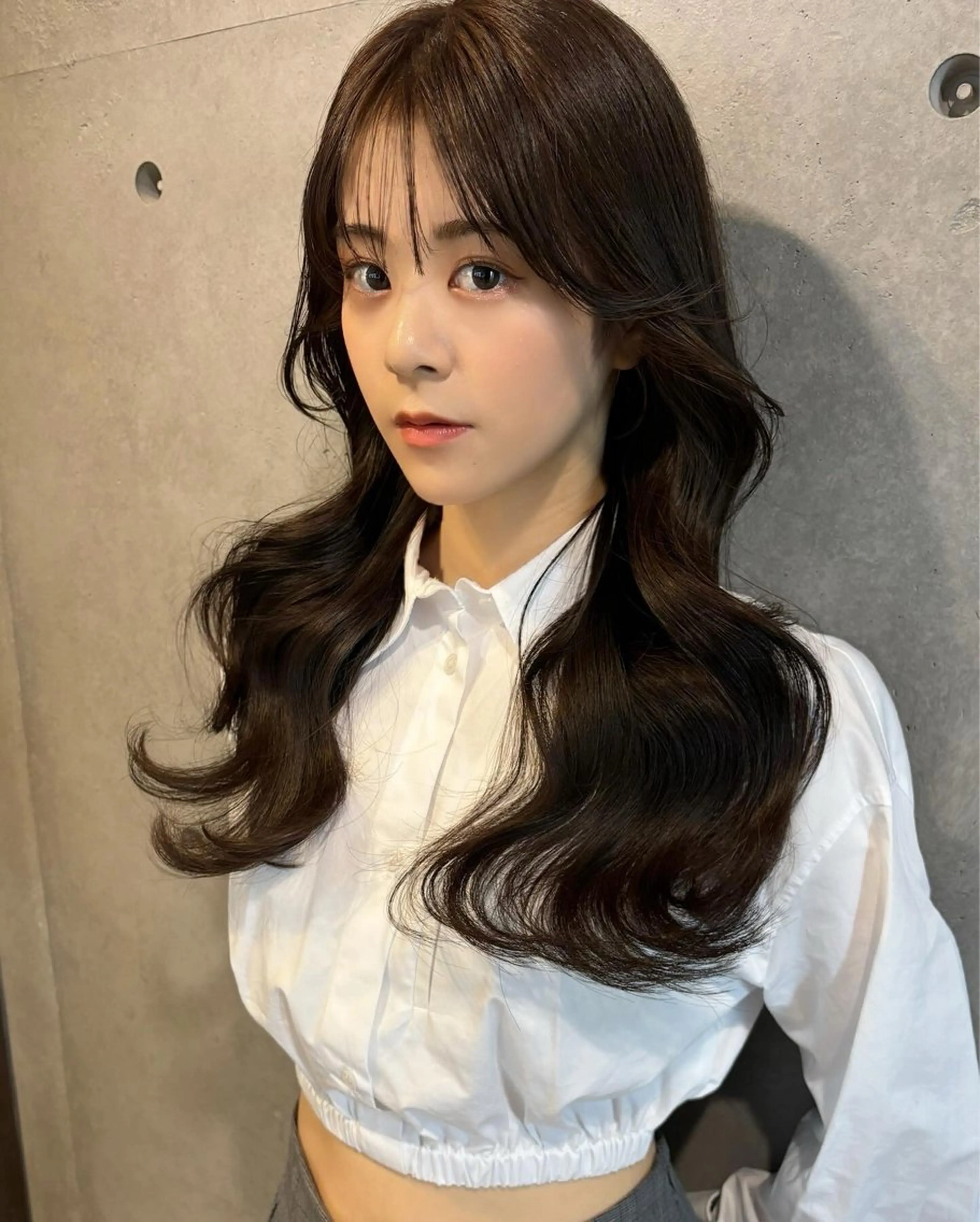 ロング カラー ブラウンカラー モカブラウン ヨシンモリ カット ヘアカラー トリートメント レイヤーカット /透明感/千葉怜寿のヘアスタイル