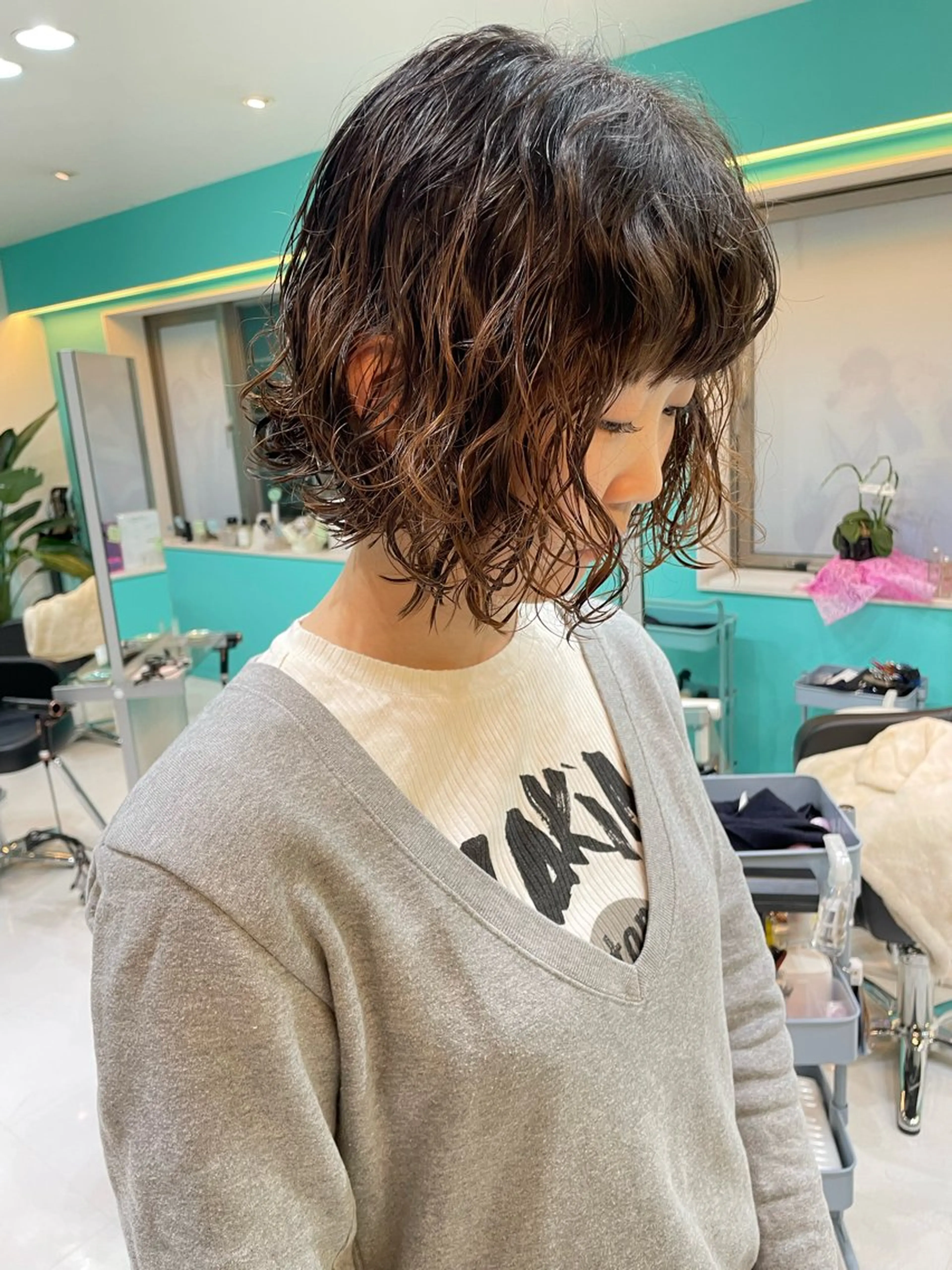 ショート パーマ ボブ ショートヘア カット パーマ トリートメント 💫ダブルカラー💫 池袋西口・泡渕✂️のヘアスタイル