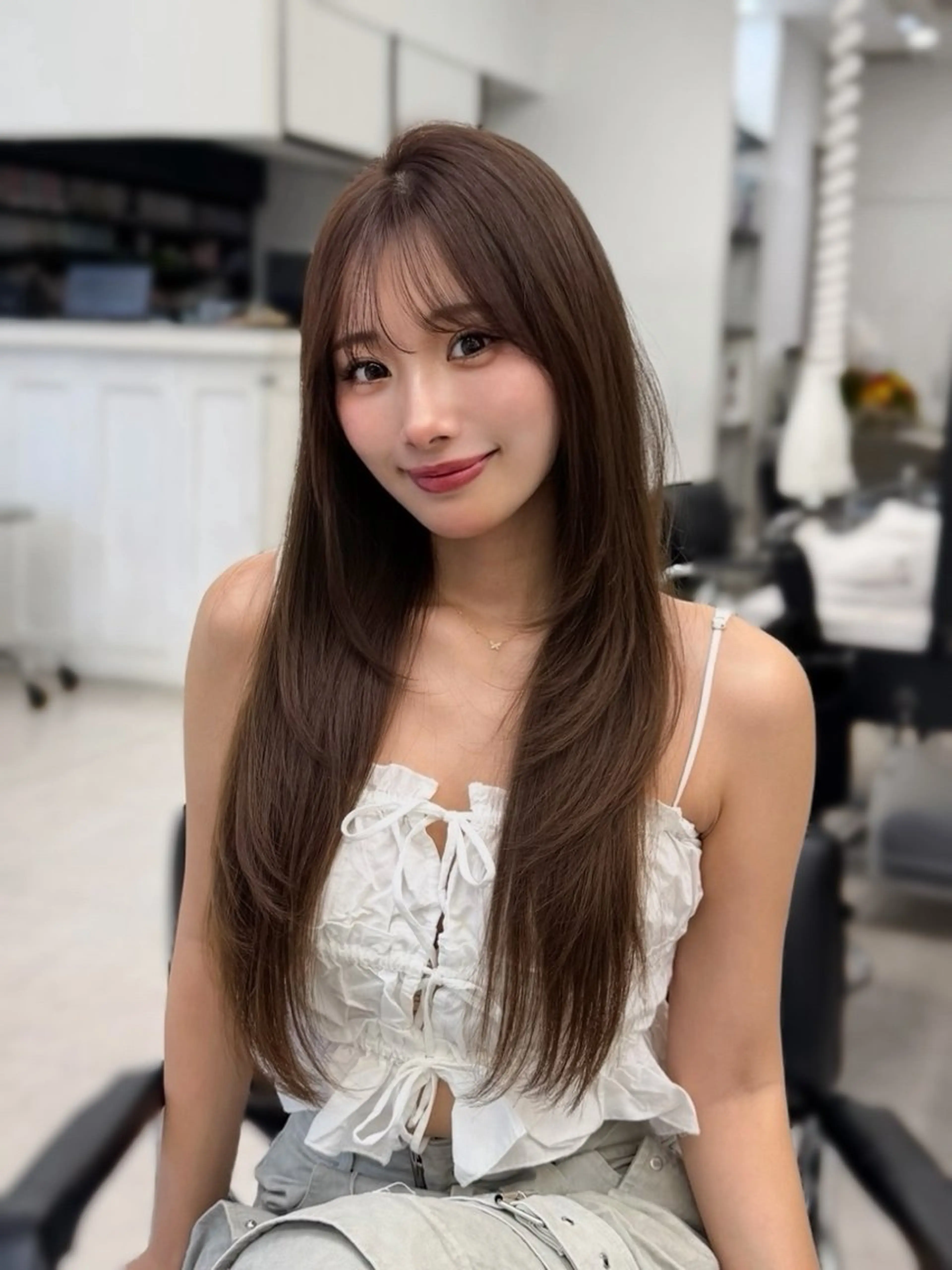 ロング カラー イルミナカラー 韓国風カラー くびれヘア 顔周りカット 髪質改善 カット ヘアカラー トリートメント ヘッドスパ ヘアセット 韓国ヘア×顔まわり 🇰🇷和知拓郎のヘアスタイル