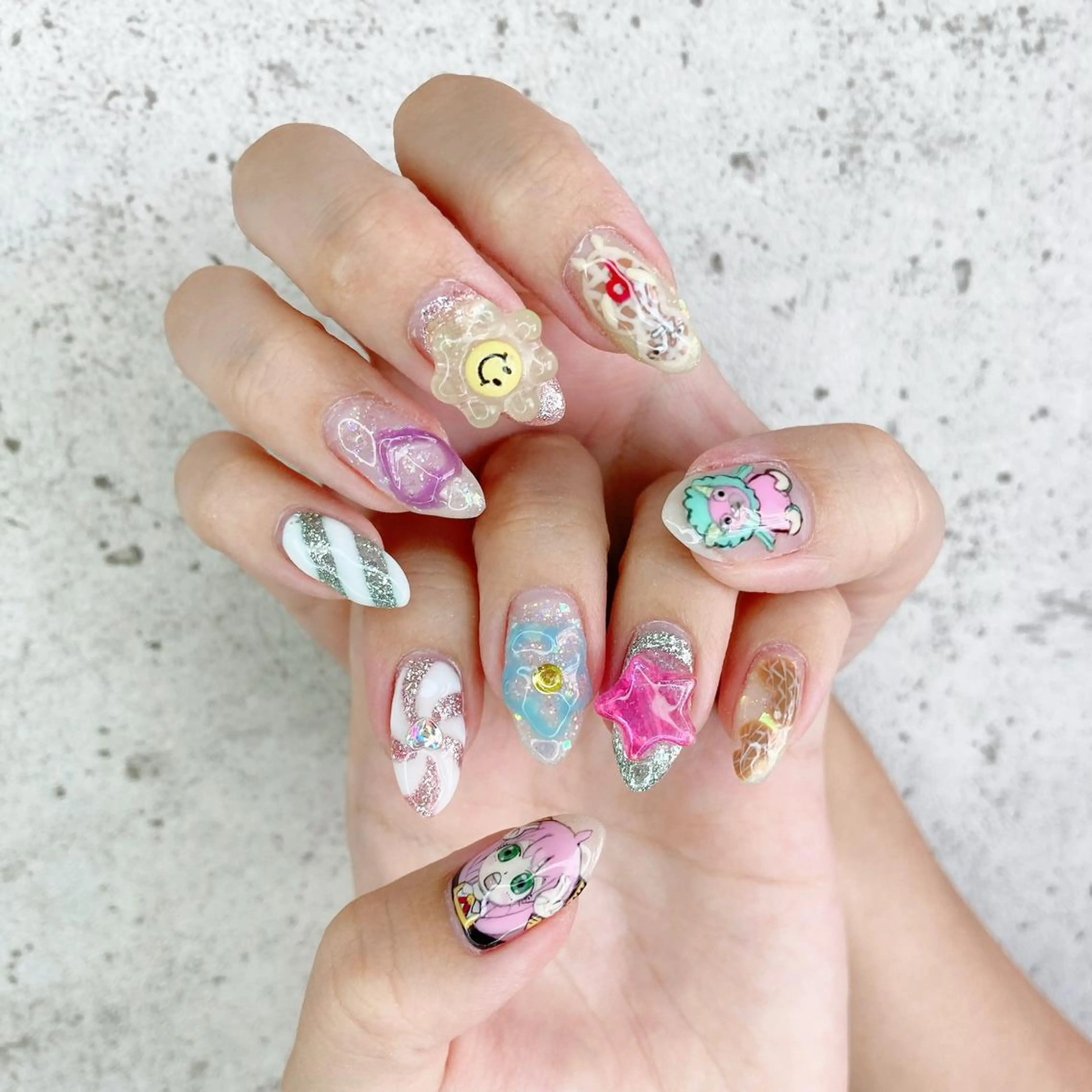 ネイル ジェルネイル ハート キラキラネイル パラジェル 夏ネイル Nail Kのネイルデザイン