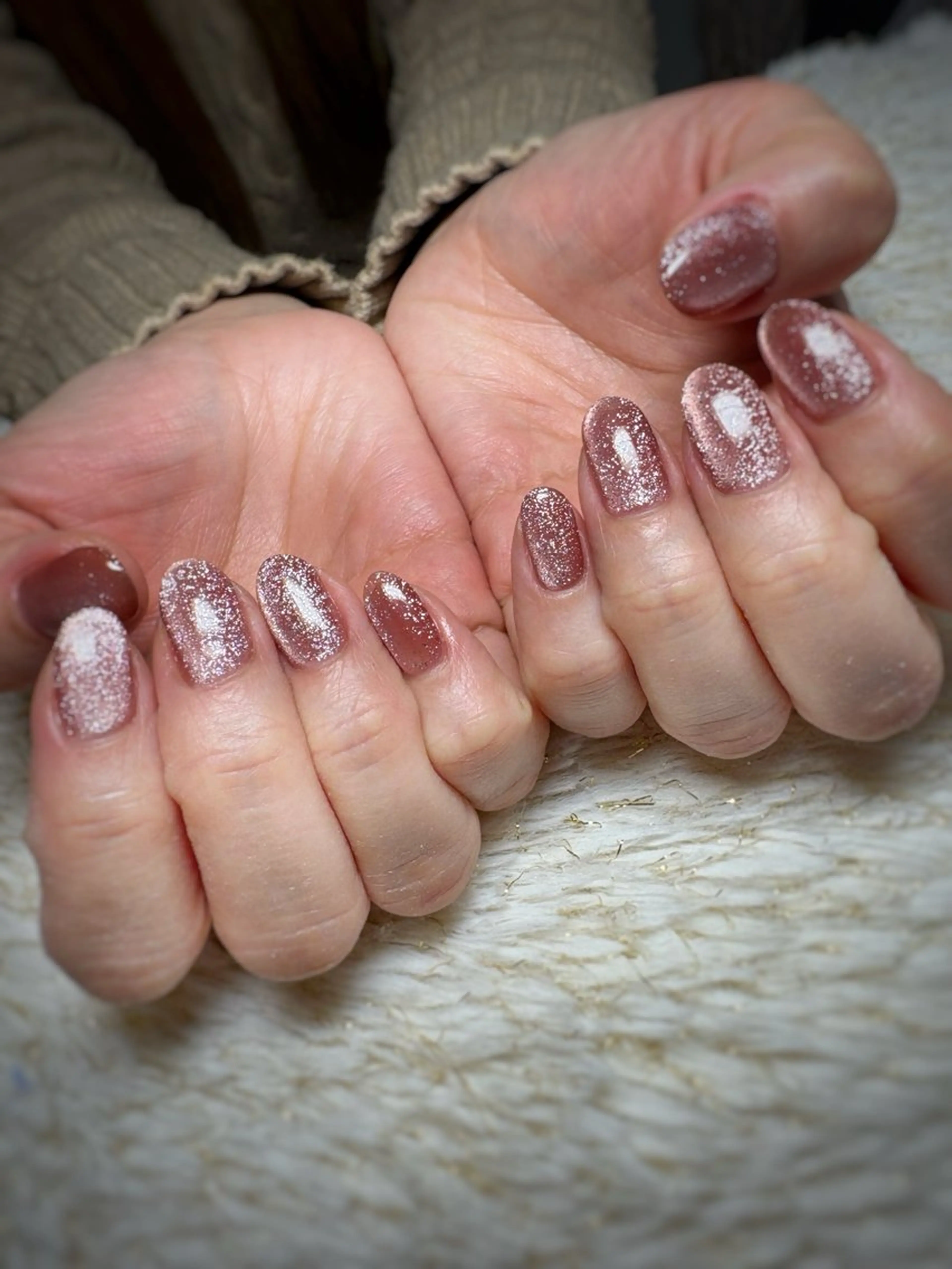 ネイル ラメ(グリッター) マグネットネイル ピンク 春ネイル ハンドネイル nail ayacaのネイルデザイン