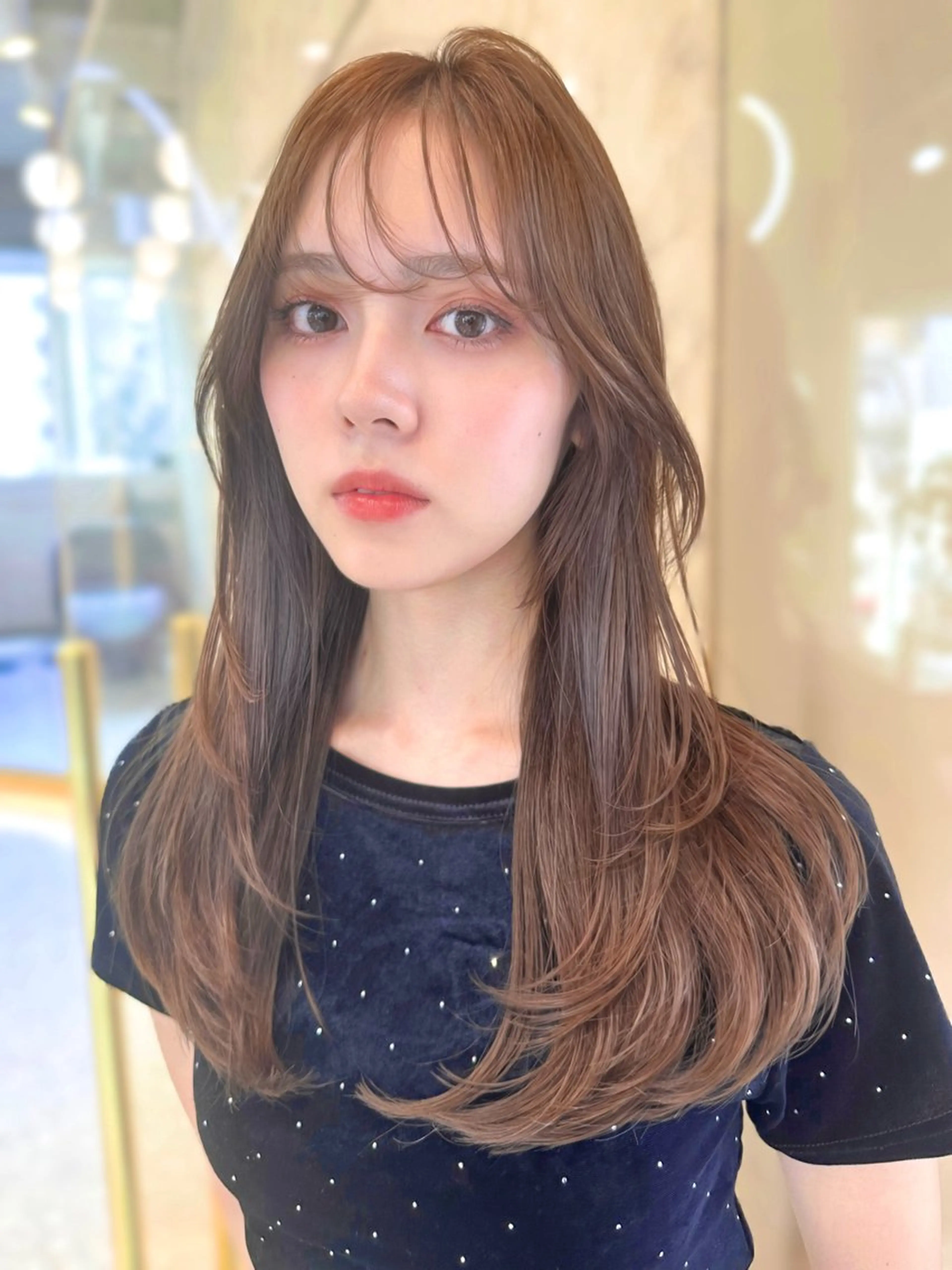 セミロング カラー カット ヘアカラー トリートメント ヘッドスパ ヘアセット 韓国レイヤー/透明感 カラー/髪質改善角所のヘアスタイル