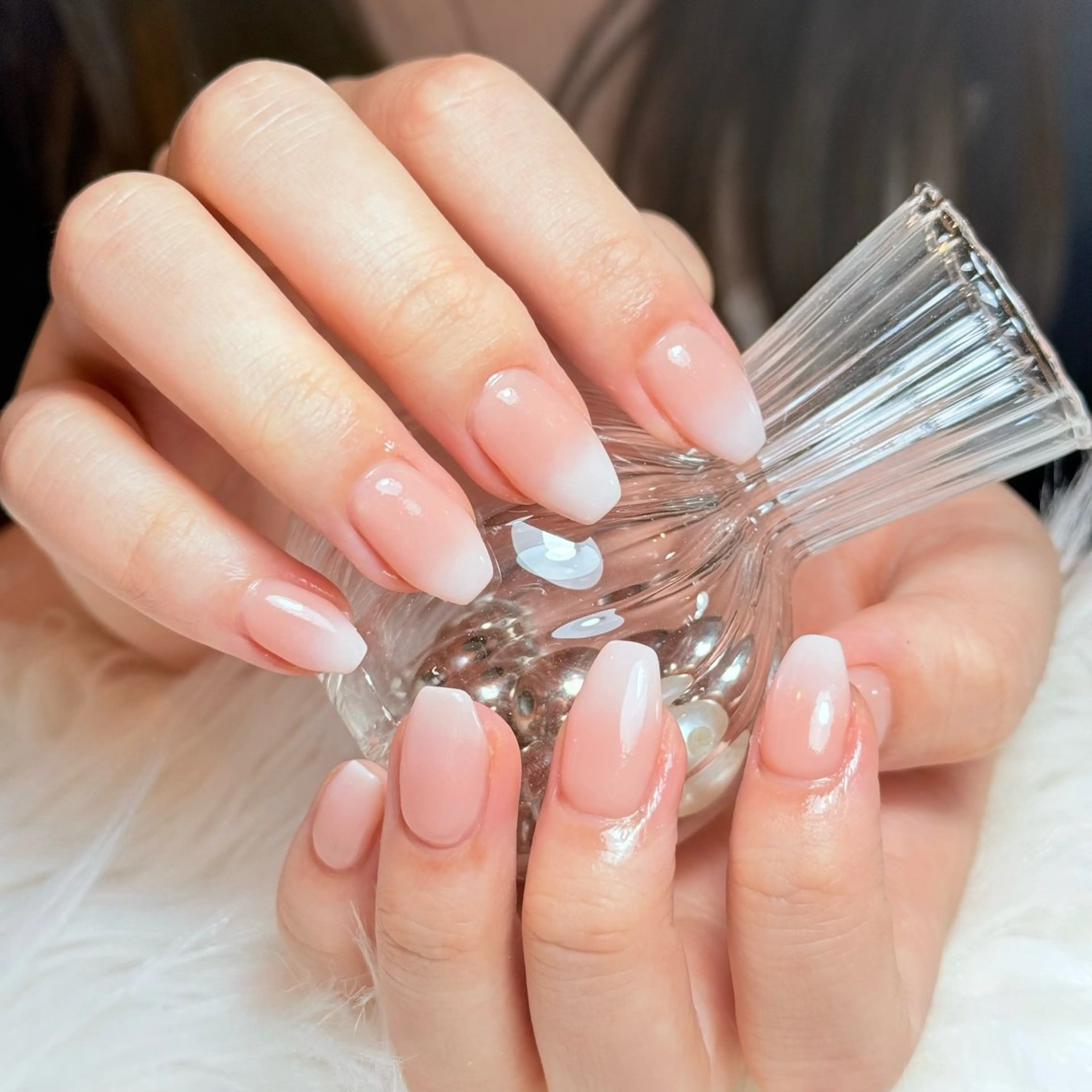 ネイル チークネイル フレンチネイル グラデーション キラキラネイル 韓国ネイル ハンドネイル Risa_ Nailのネイルデザイン