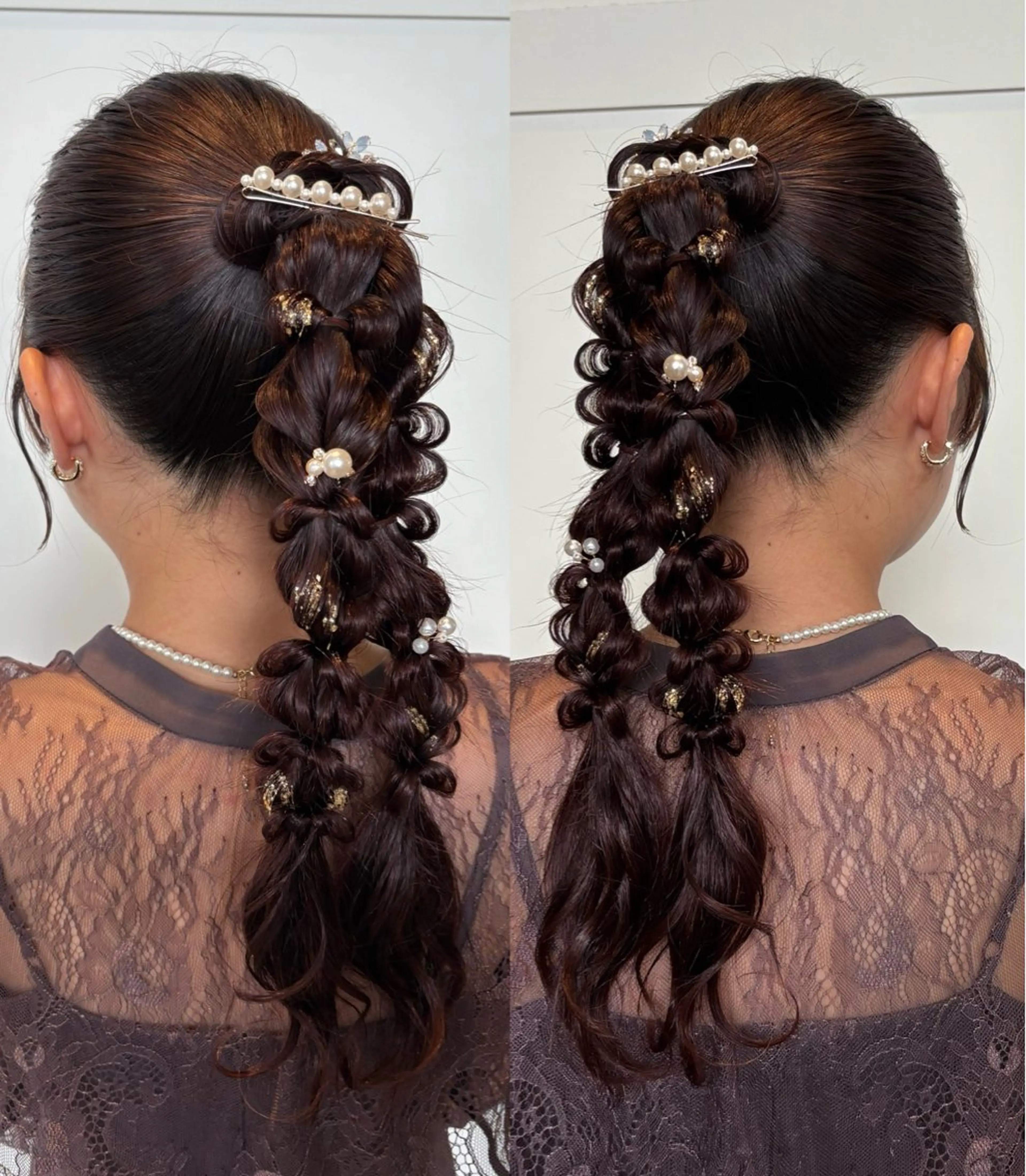 セミロング ヘアアレンジ ヘアセット 高橋 乙葉のヘアスタイル