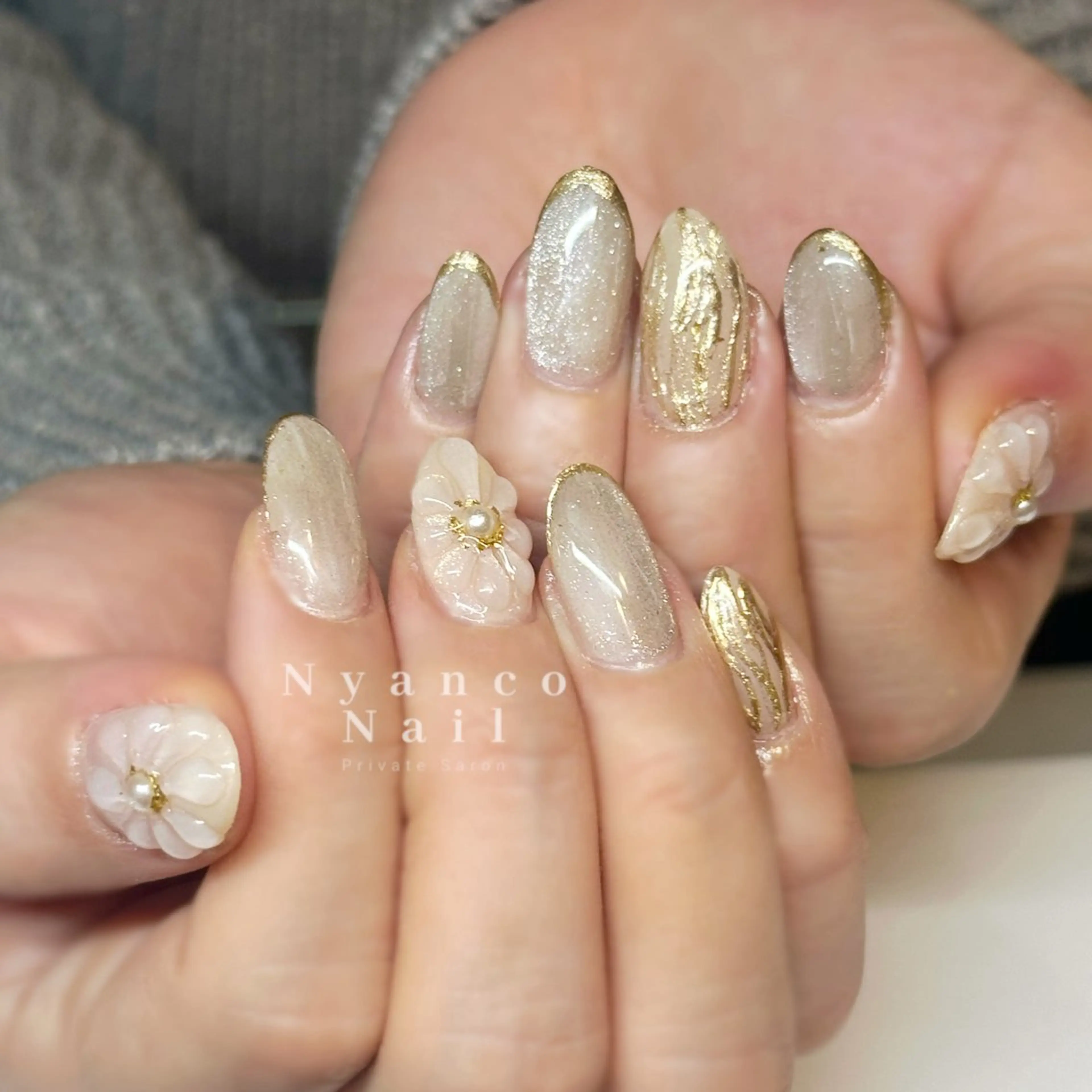 ネイル フラワーネイル フレンチネイル ジェルネイル マグネットネイル ニュアンスネイル Nyanco Nailのネイルデザイン