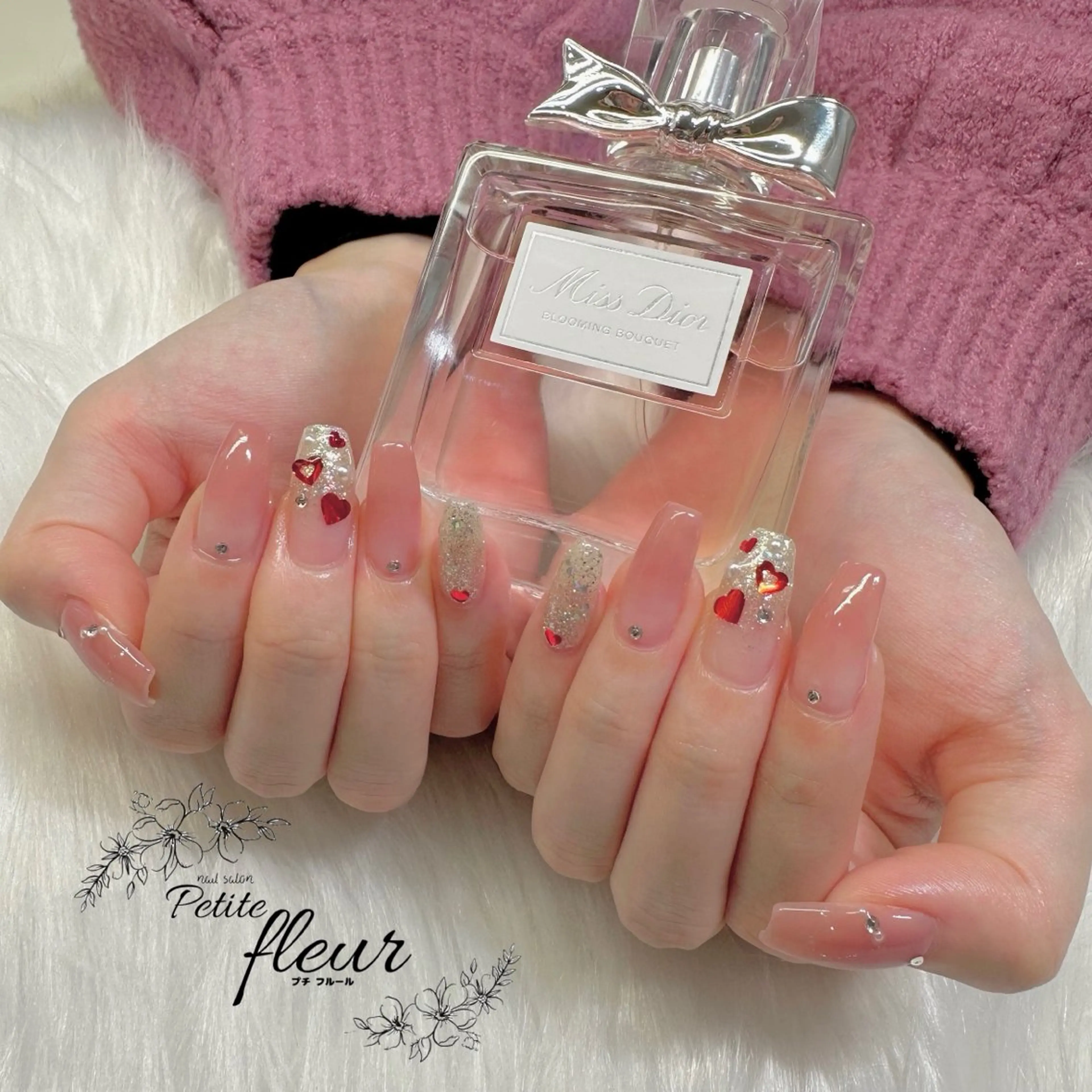 ネイル バレンタイン ハンドネイル ❁⃘*。Petite fleur❁⃘*りさのネイルデザイン