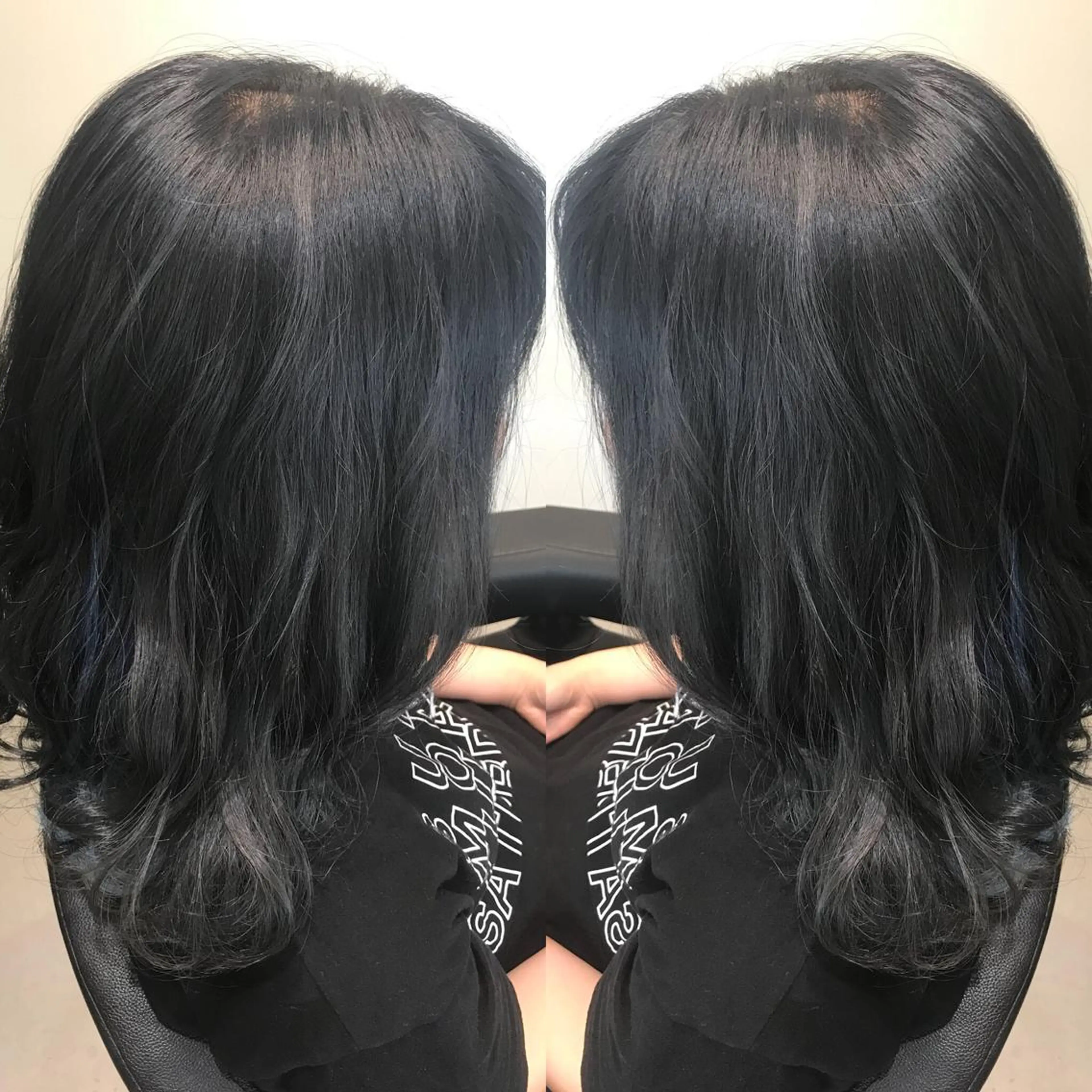 ミディアム カラー アディクシーカラー ブリーチ ブルーカラー ブルージュ オレンジ ヘアカラー 大久保 隆蔵のヘアスタイル