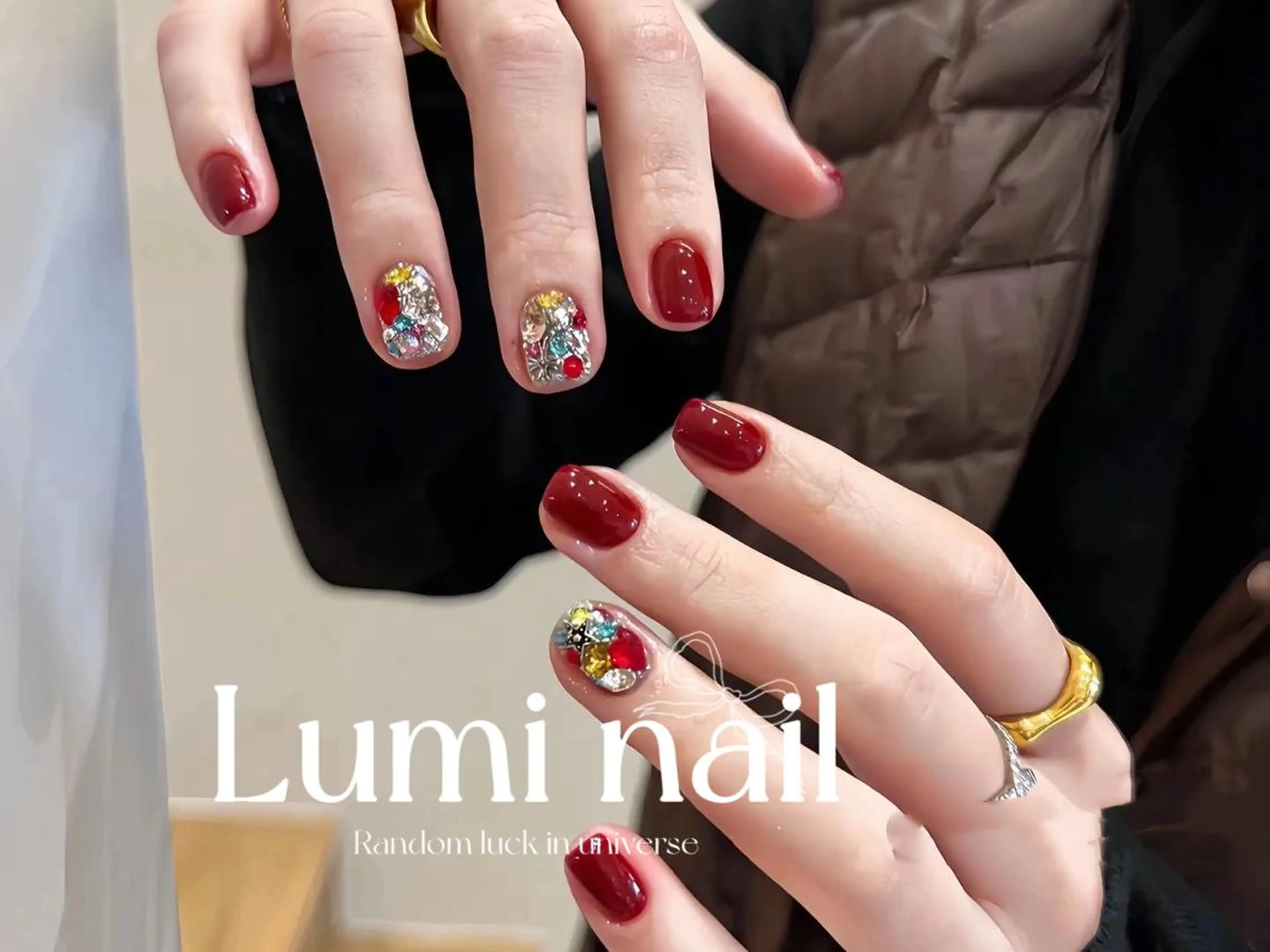 ネイル ツイードネイル 冬ネイル クリスマス 神崎 理沙のネイルデザイン