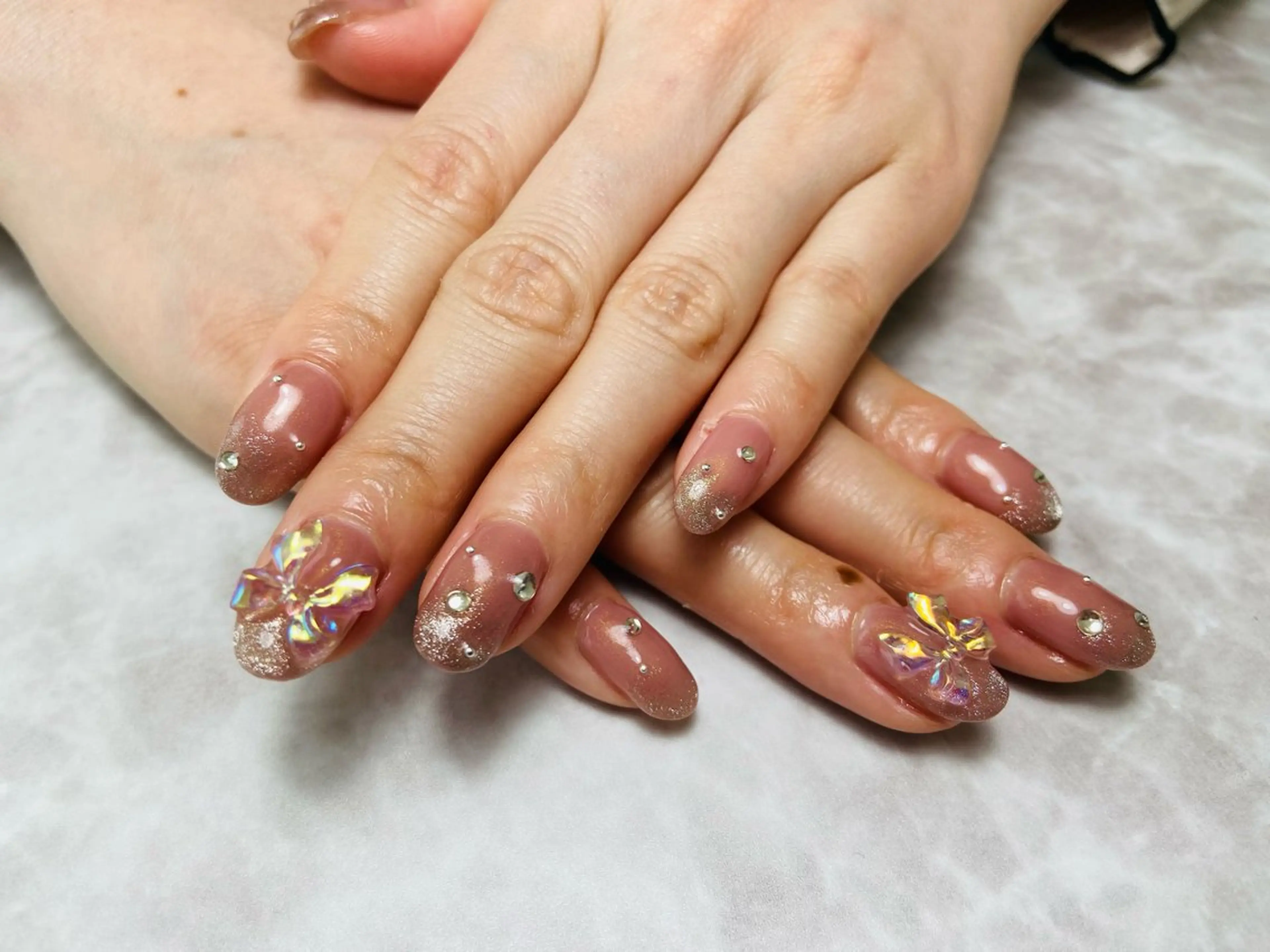 ネイル リボン A-nail あずさ　閉店のネイルデザイン