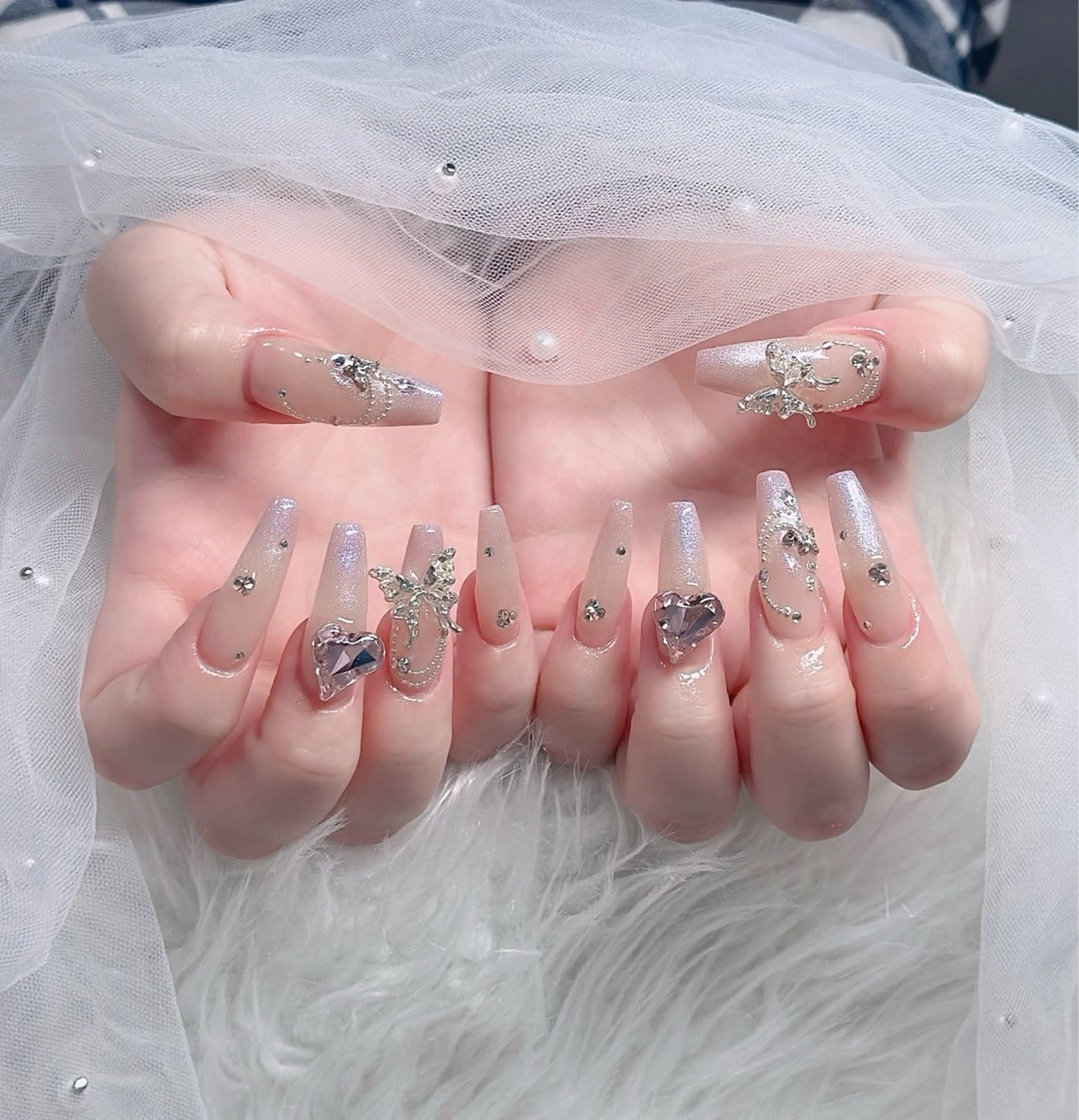 ネイル ハート キラキラネイル リボン ハンドネイル キノコ H.babynailのネイルデザイン