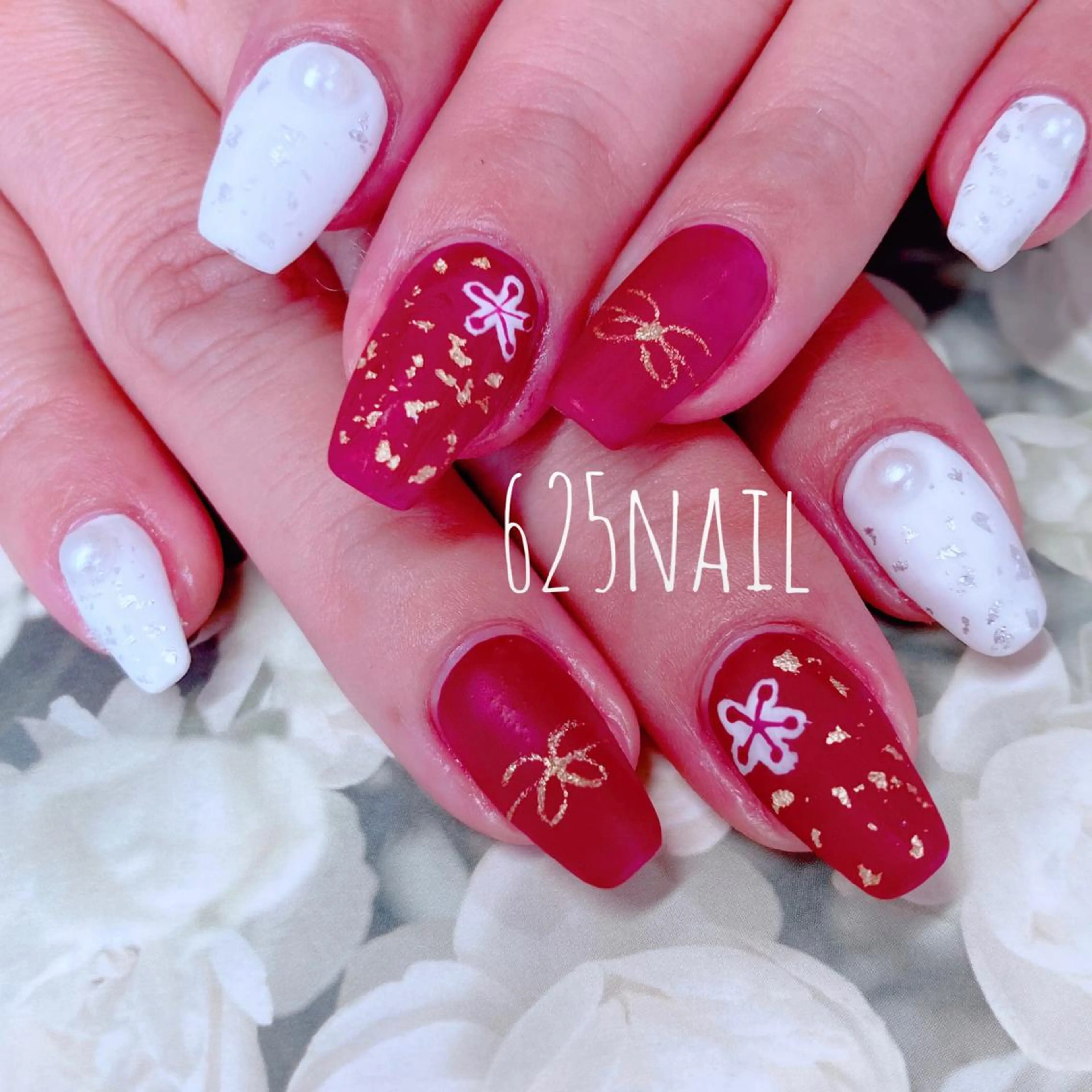 ミディアム ハンドネイル 625nail 無料P有/春日白水のネイルデザイン