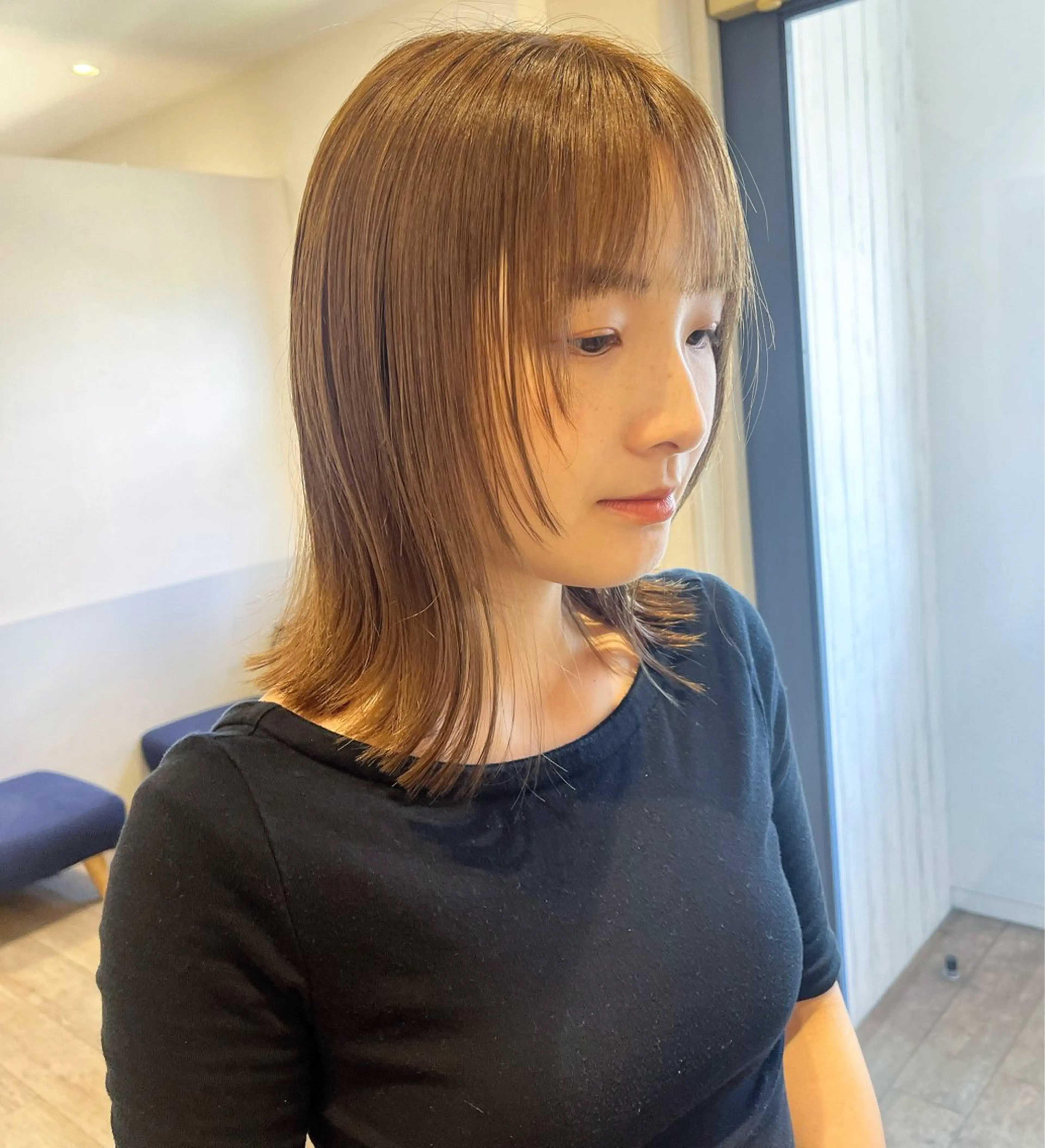 ミディアム カラー アッシュ アッシュグレー アッシュグレージュ グレージュ ヘアカラー トリートメント 上品な暖色/丸みボブ Chie🪷のヘアスタイル