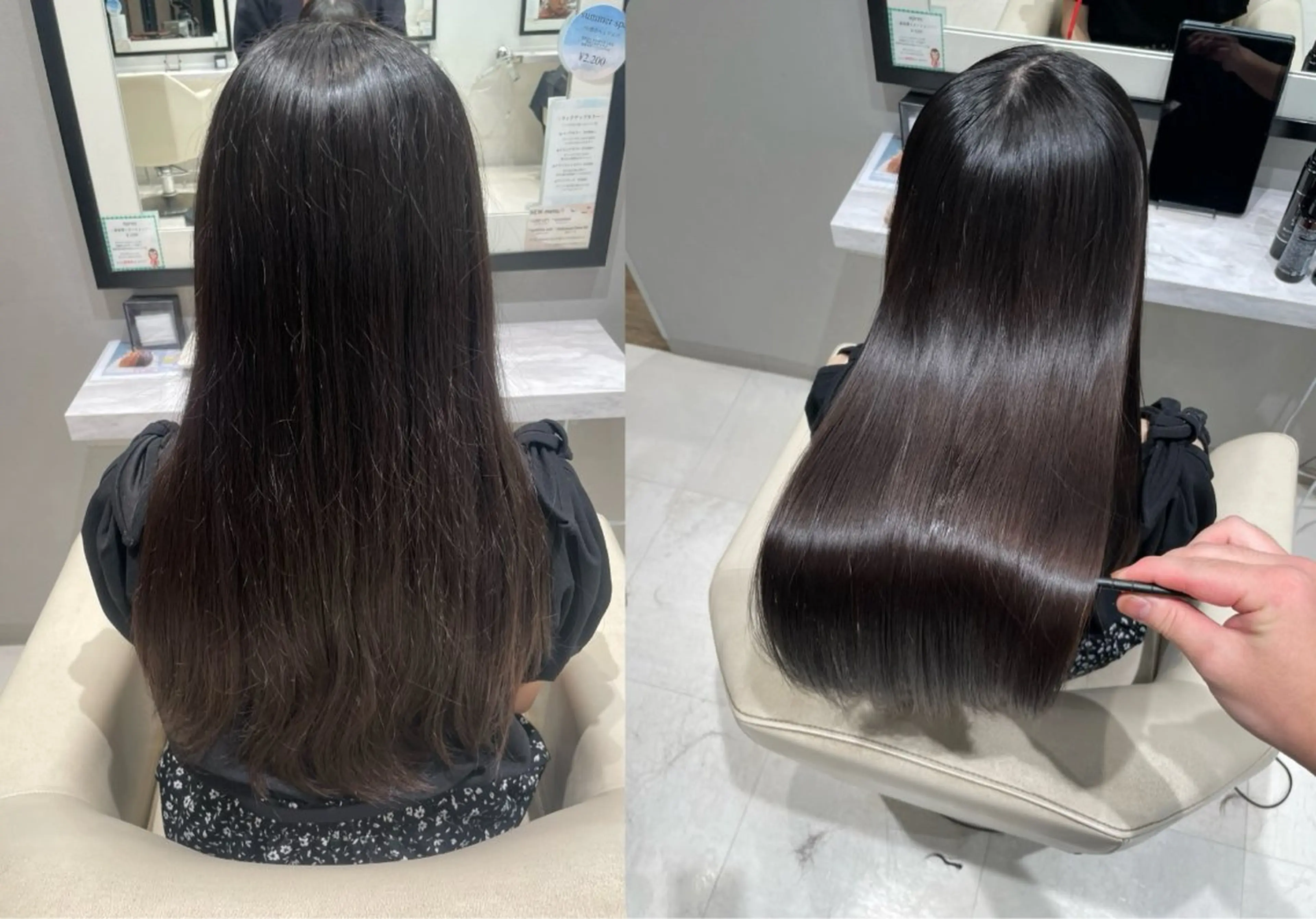 ロング パーマ 縮毛矯正 縮毛矯正 トリートメント k-twoたき✨艶感 カラー／美髪矯正のヘアスタイル