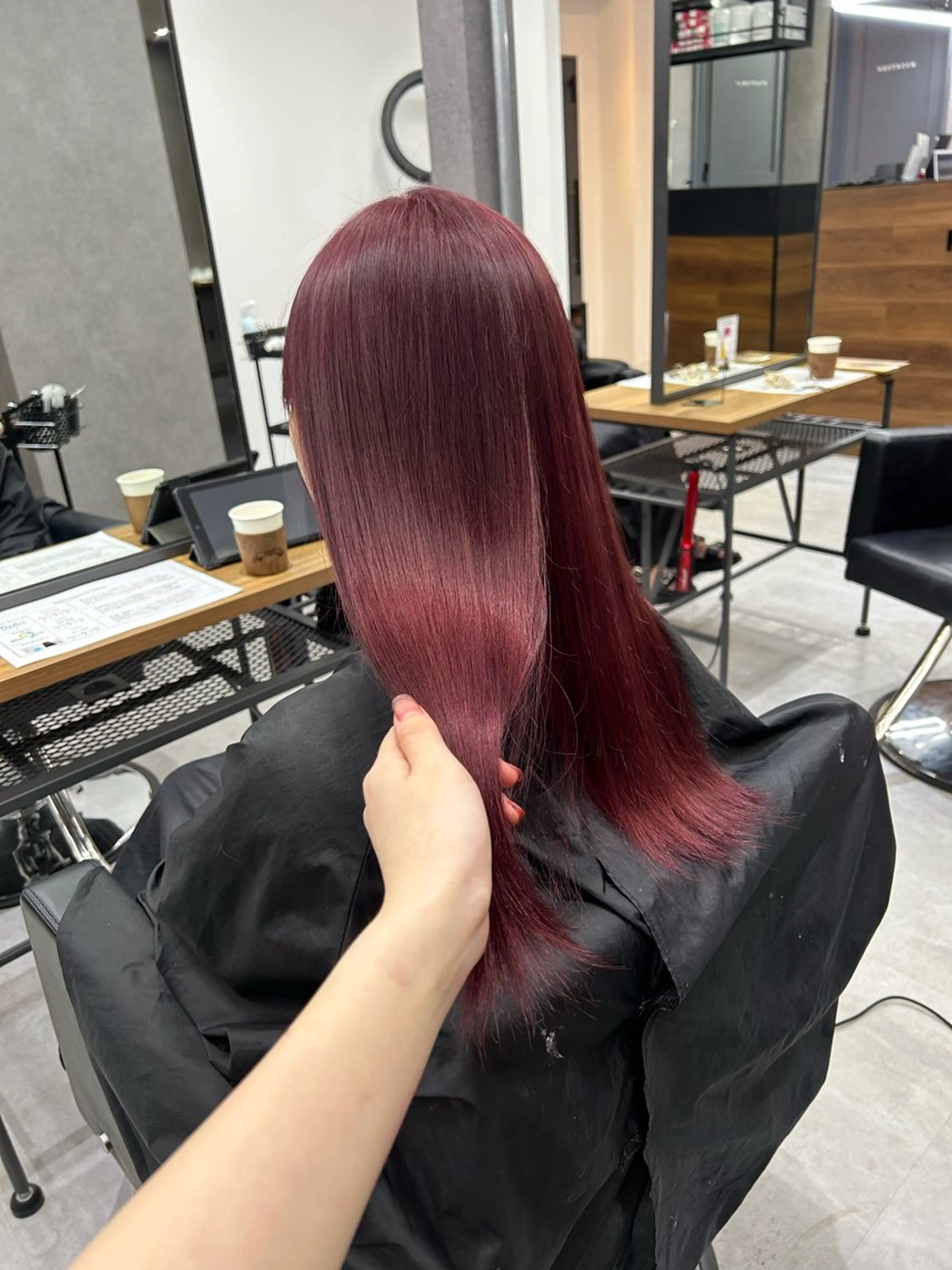 ロング カラー ブリーチ ブラウンカラー カシス レッドカラー ENA💗NEXT /ハイトーンエクステのヘアスタイル