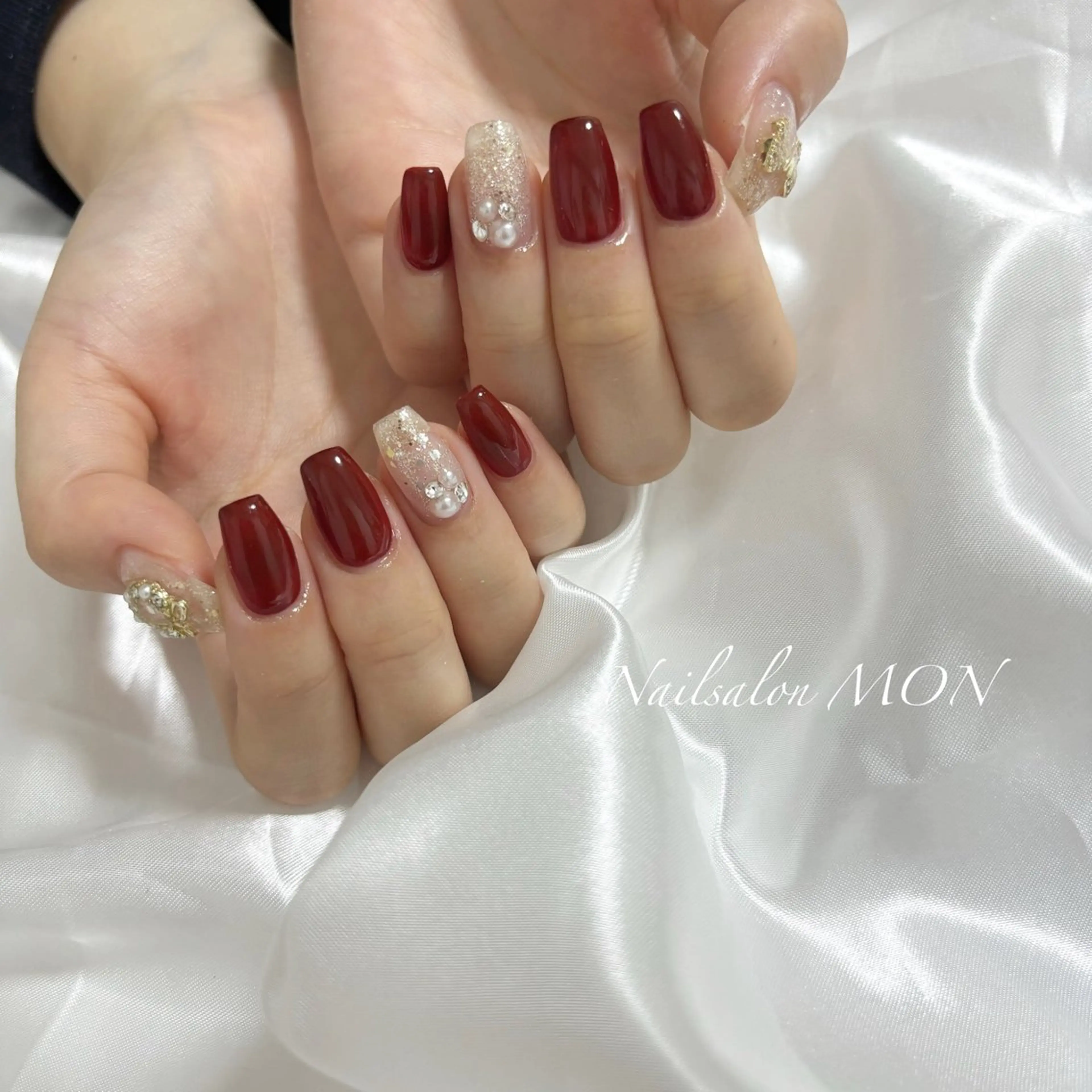 ネイル ストーンネイル ハンドネイル Nailsalon MONのネイルデザイン