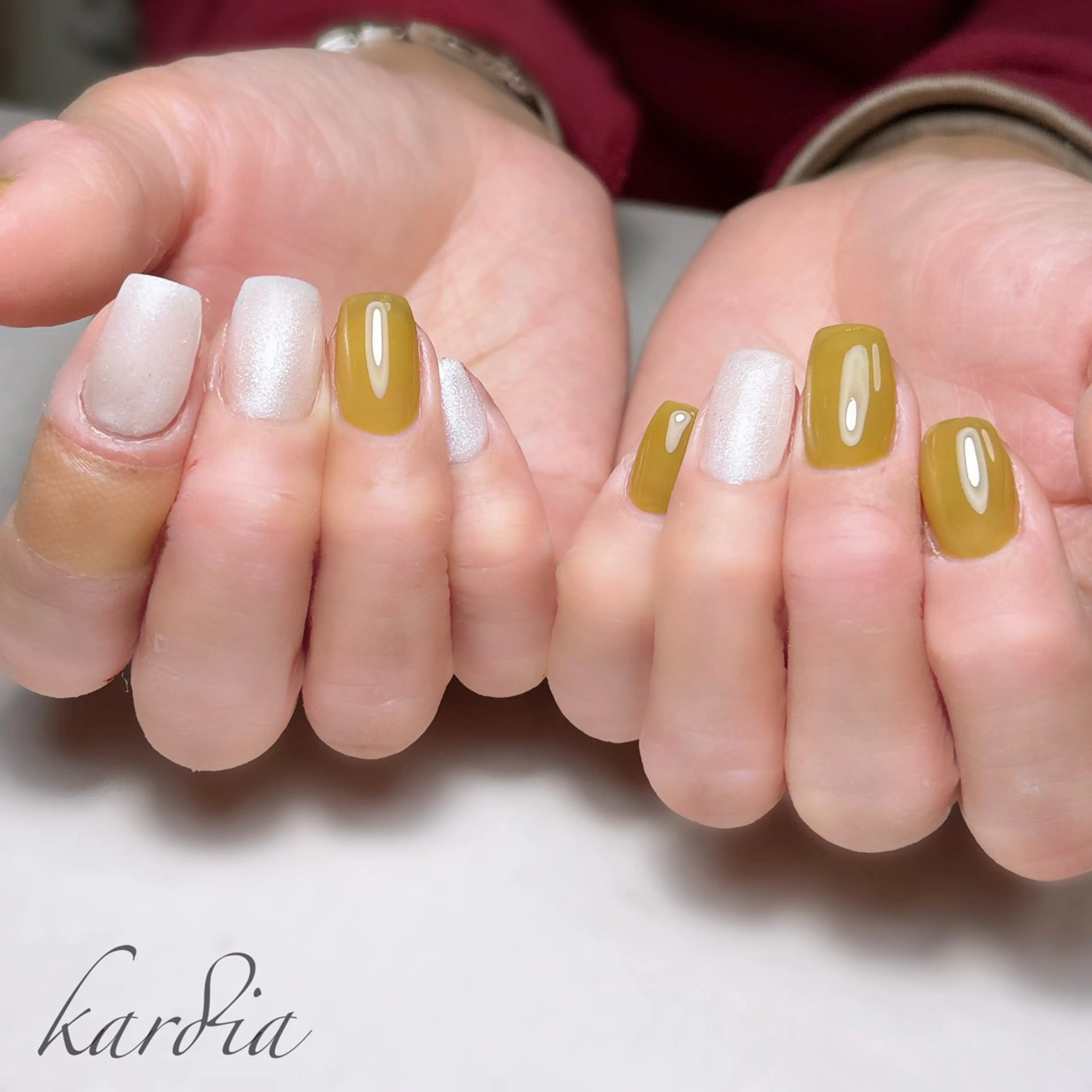 ネイル ハンドネイル καρδιά -ｶﾙﾃﾞｨｱ-のネイルデザイン
