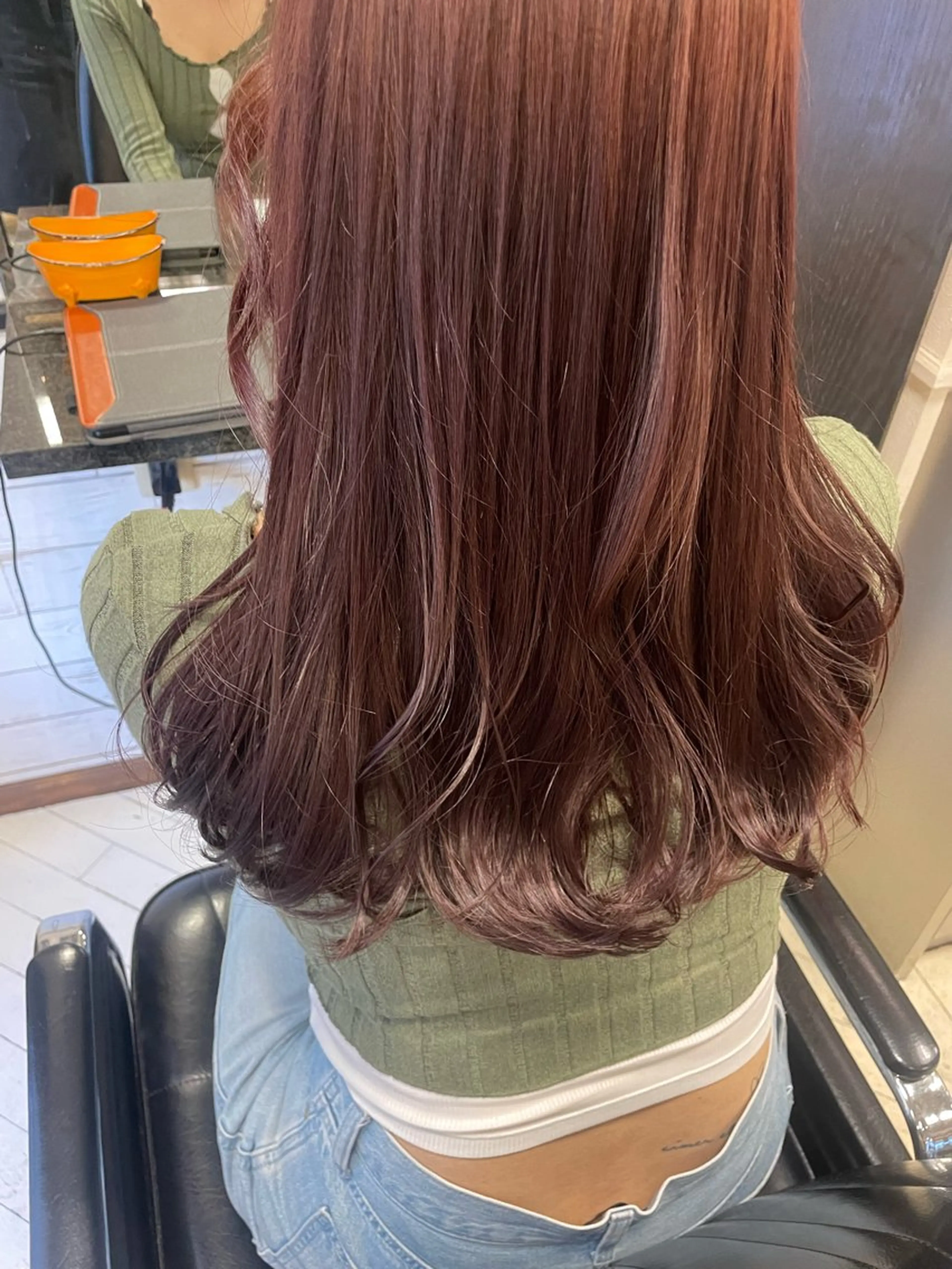 ロング カラー ブリーチ ボルドーカラー ダブルカラー ラベンダーカラー ブリーチなしカラー 【ヌーベルバレ】 ゆきみのヘアスタイル