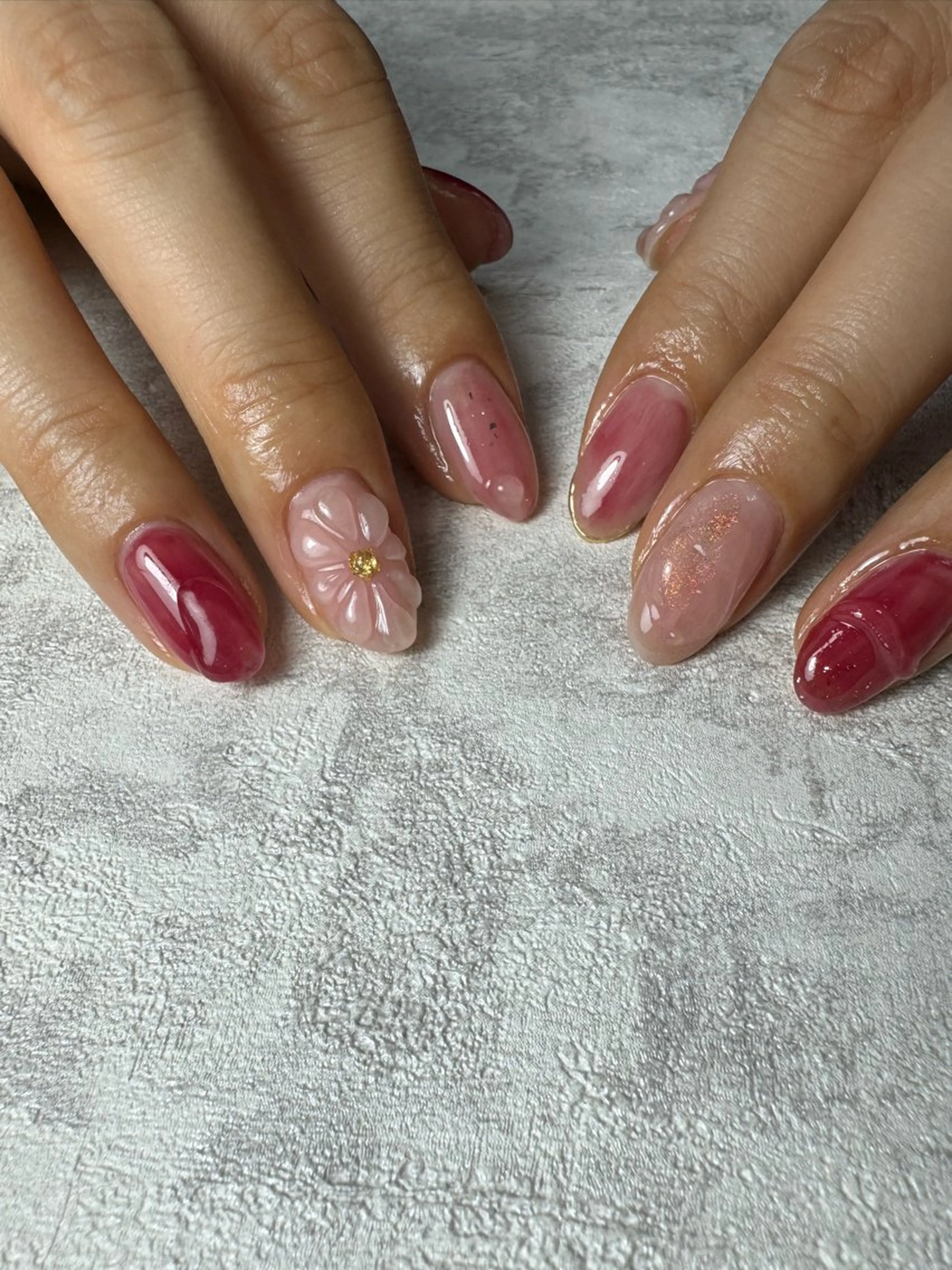 ネイル ジェルネイル 卒業式 持ち込み ニュアンスネイル パラジェル ハンドネイル flowers nailのネイルデザイン
