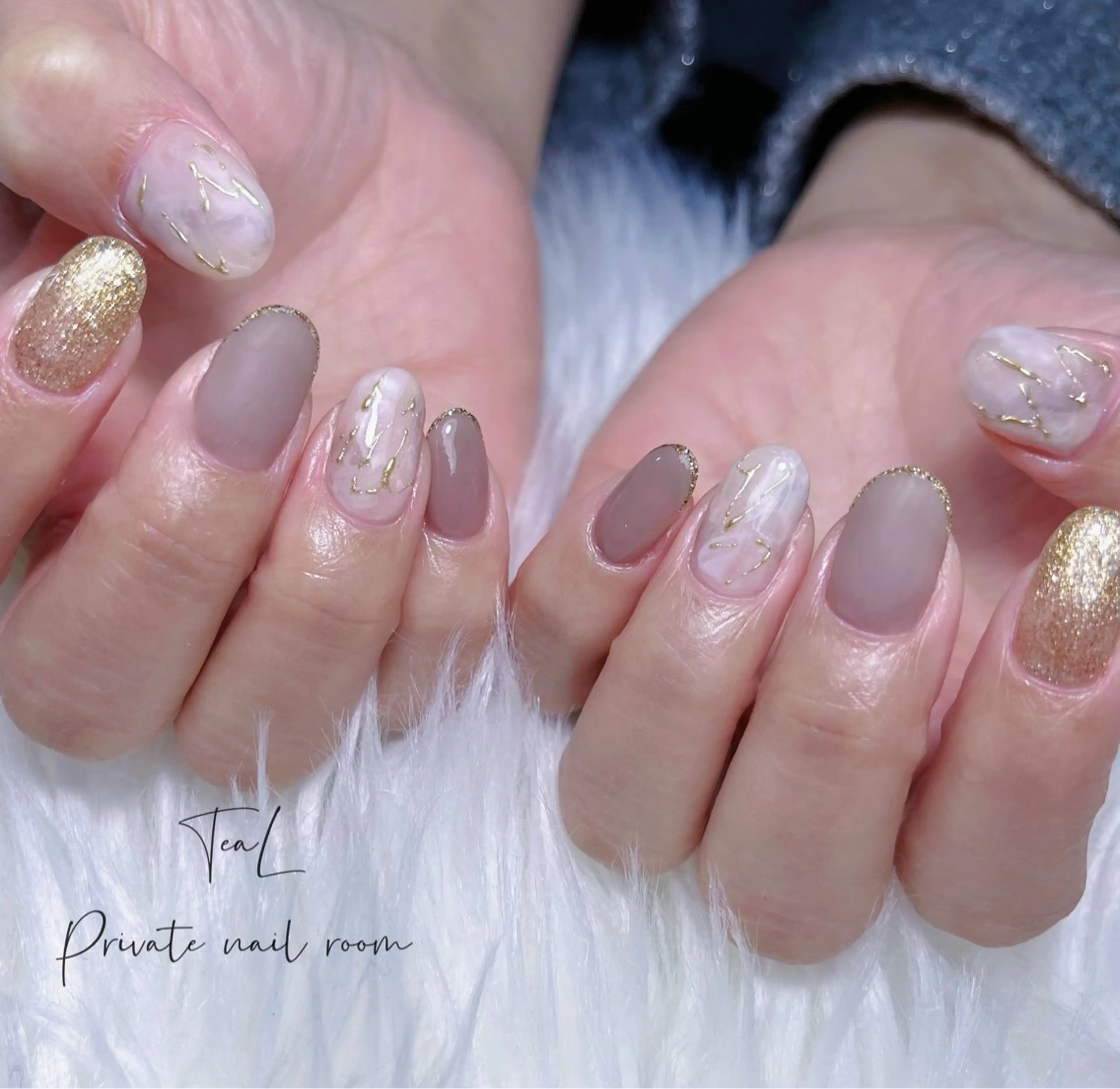 ネイル マットネイル ミラーネイル ニュアンスネイル ハンドネイル TeaL nailのネイルデザイン
