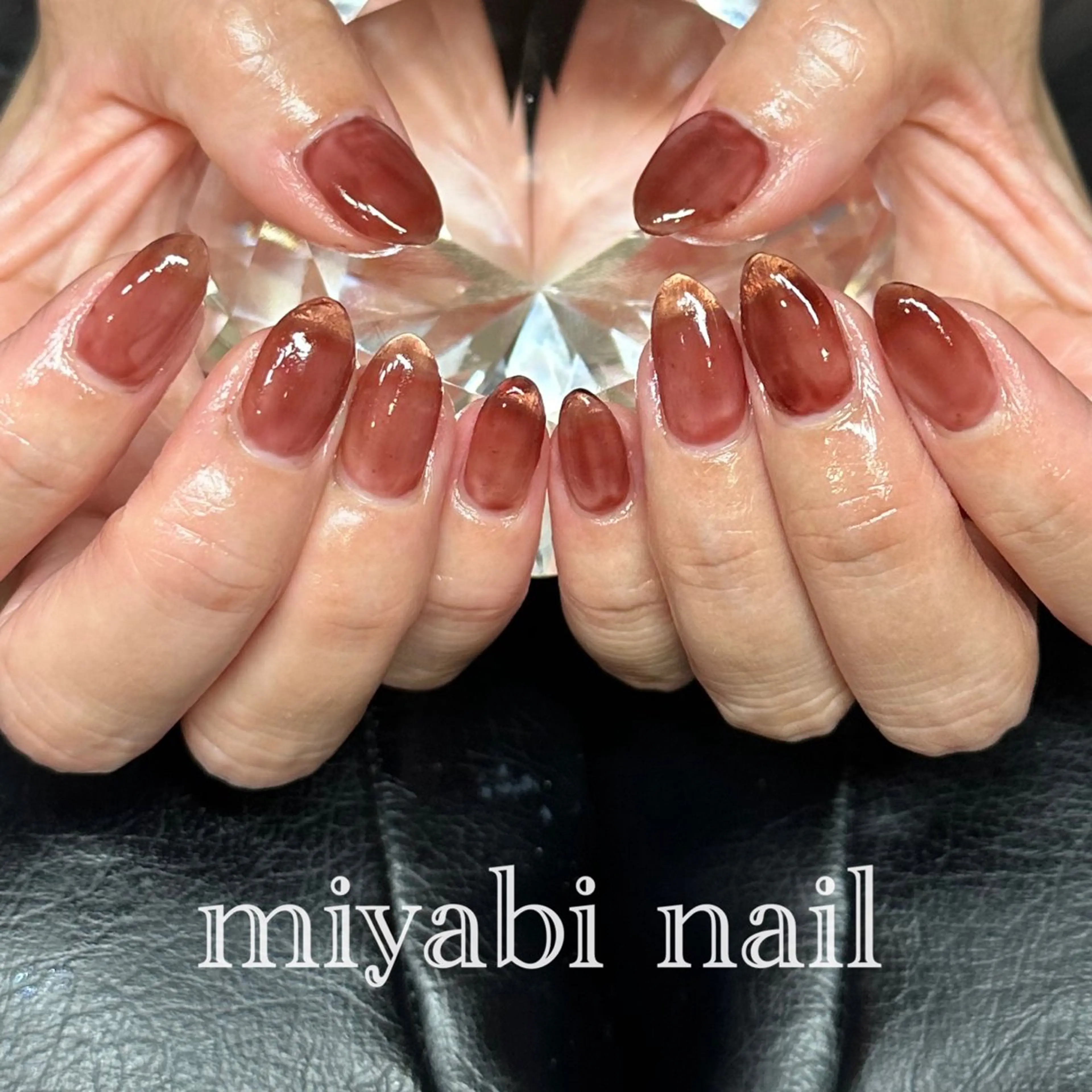ネイル ブラウン ジェルネイル 持ち込み ワンカラーネイル ピンク ハンドネイル miyabi nail 桂川駅近くのネイルデザイン