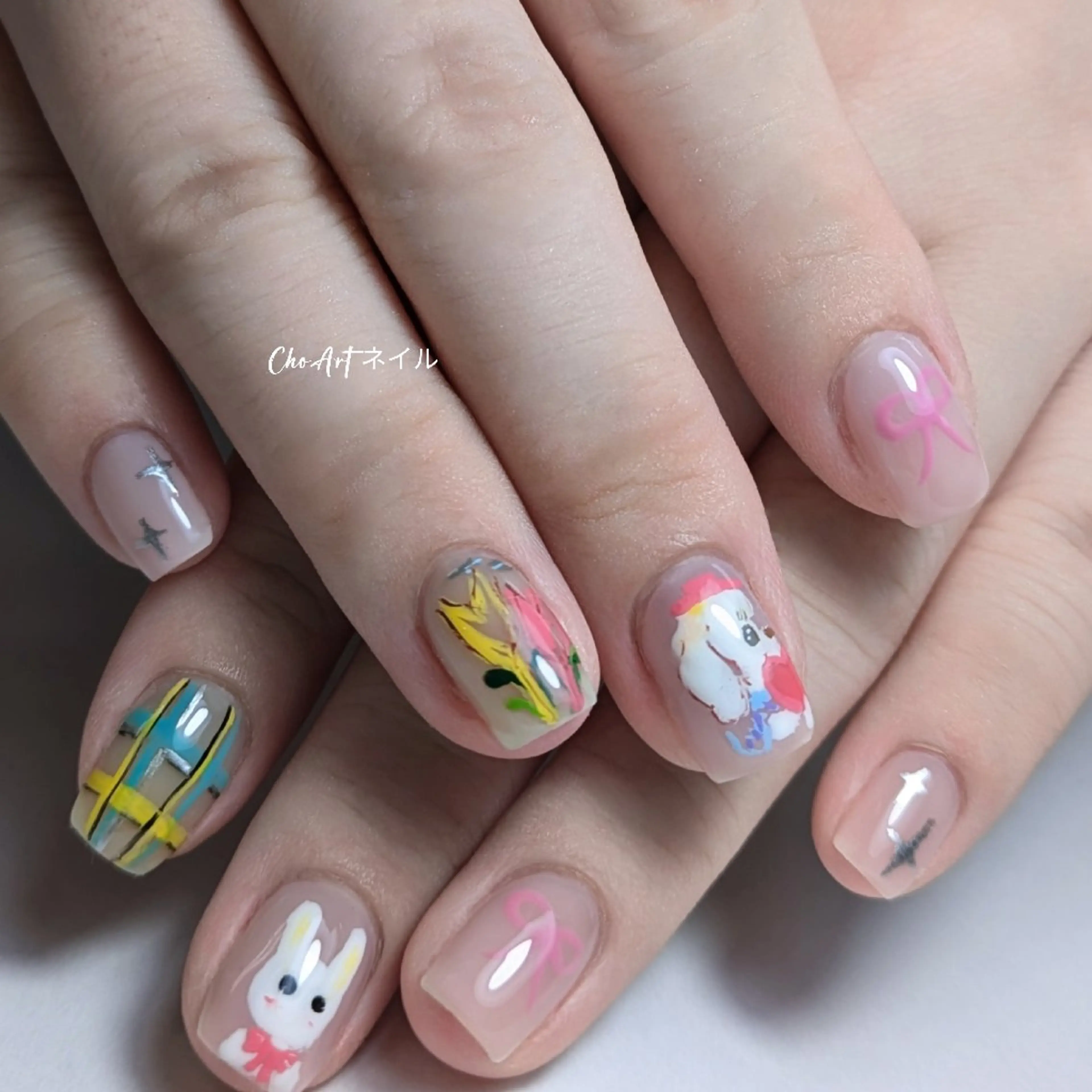 ネイル アートネイル ジェルネイル 持ち込み ニュアンスネイル ショートネイル Cho Artネイル所属・Cho Art ネイルのネイルデザイン