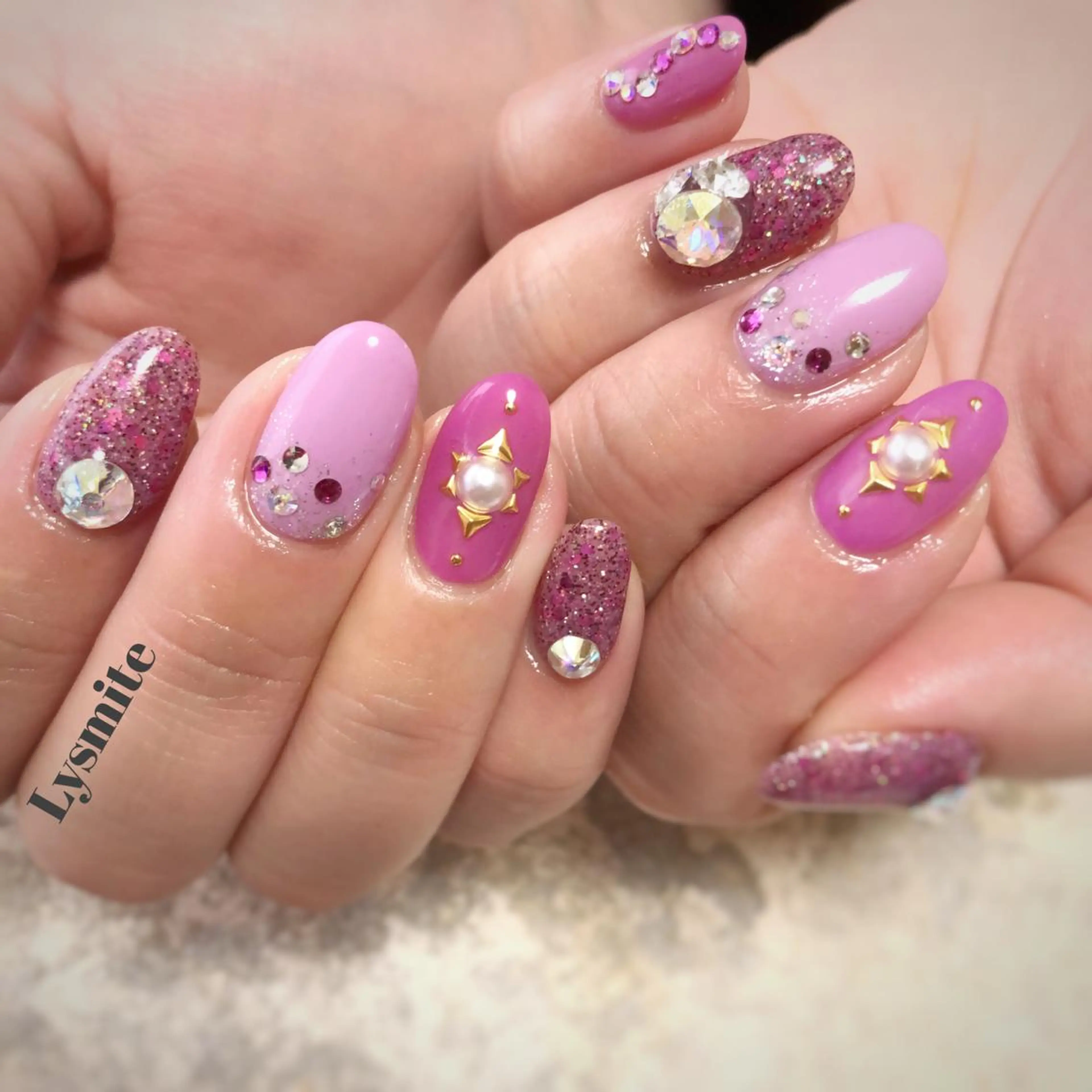 ネイル ピンク パープル Lysmite所属・岩本 美香のネイルデザイン