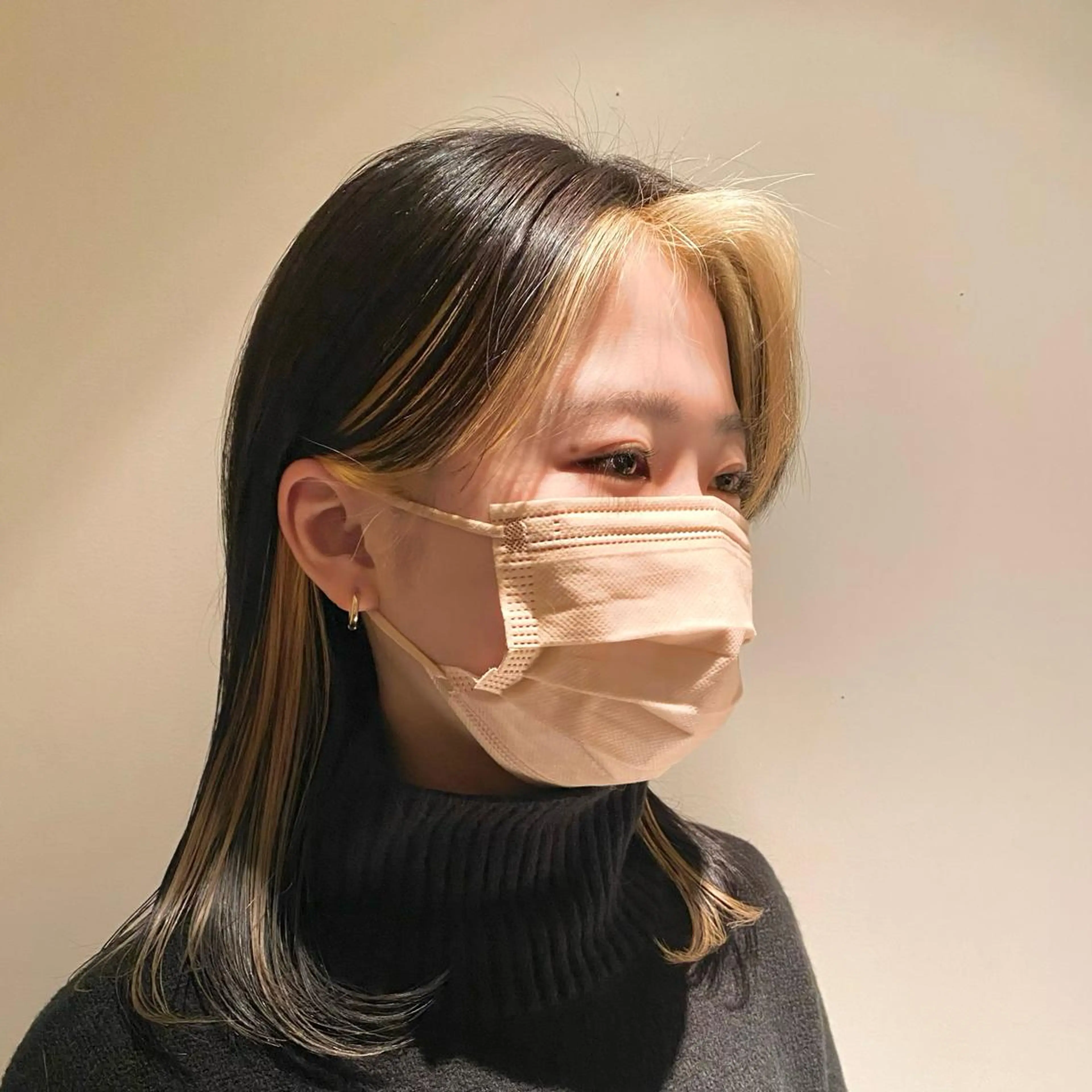 ミディアム カラー ミストバング  フェイスフレーミング 🫶🏻桃果🫶🏿 只今休職中のヘアスタイル