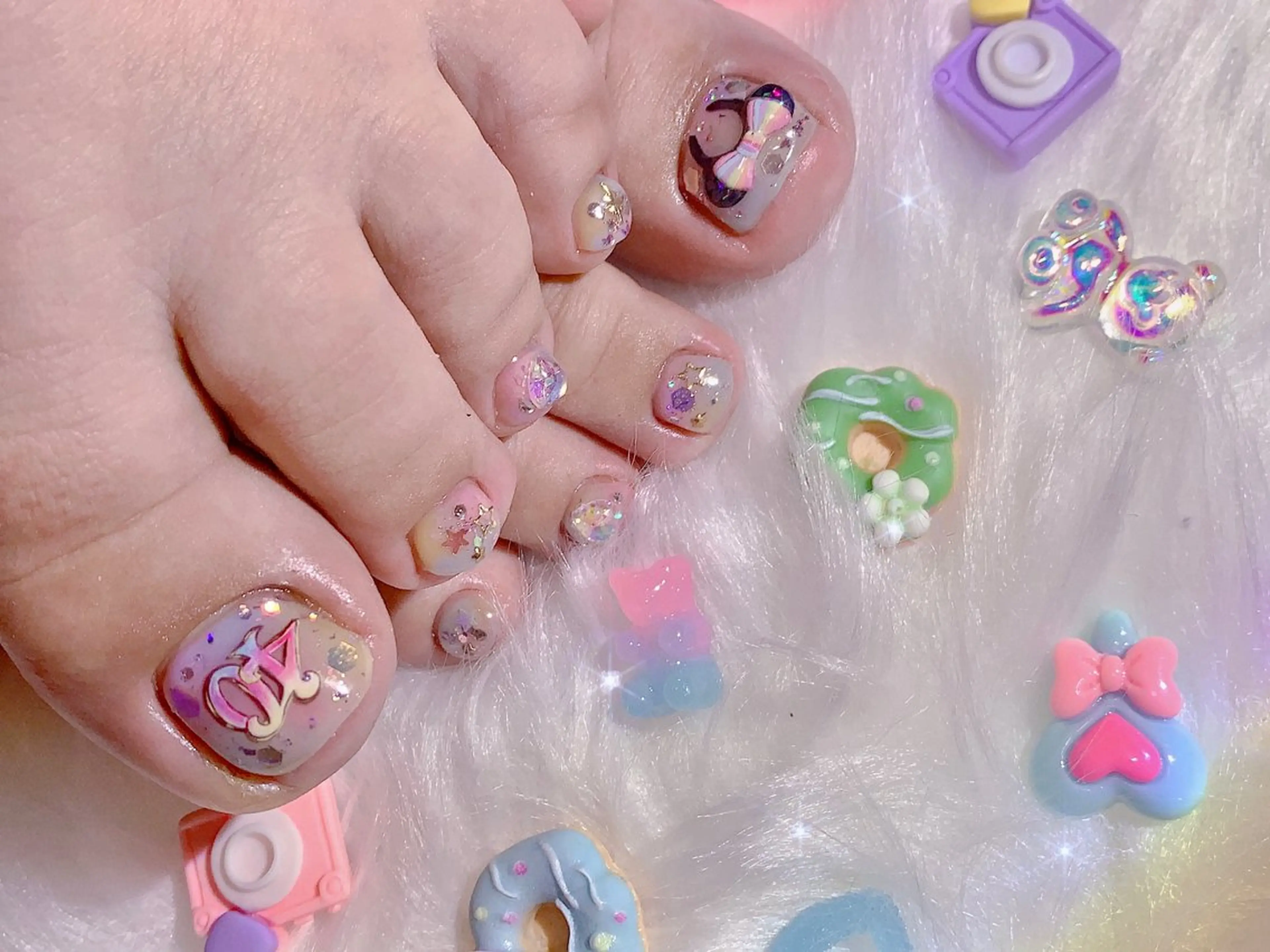 ネイル アートネイル グラデーション キラキラネイル 持ち込み ぷっくりネイル シェアサロンLei.g(レイジー)所属・3Dアートネイル💗 都築レナのネイルデザイン