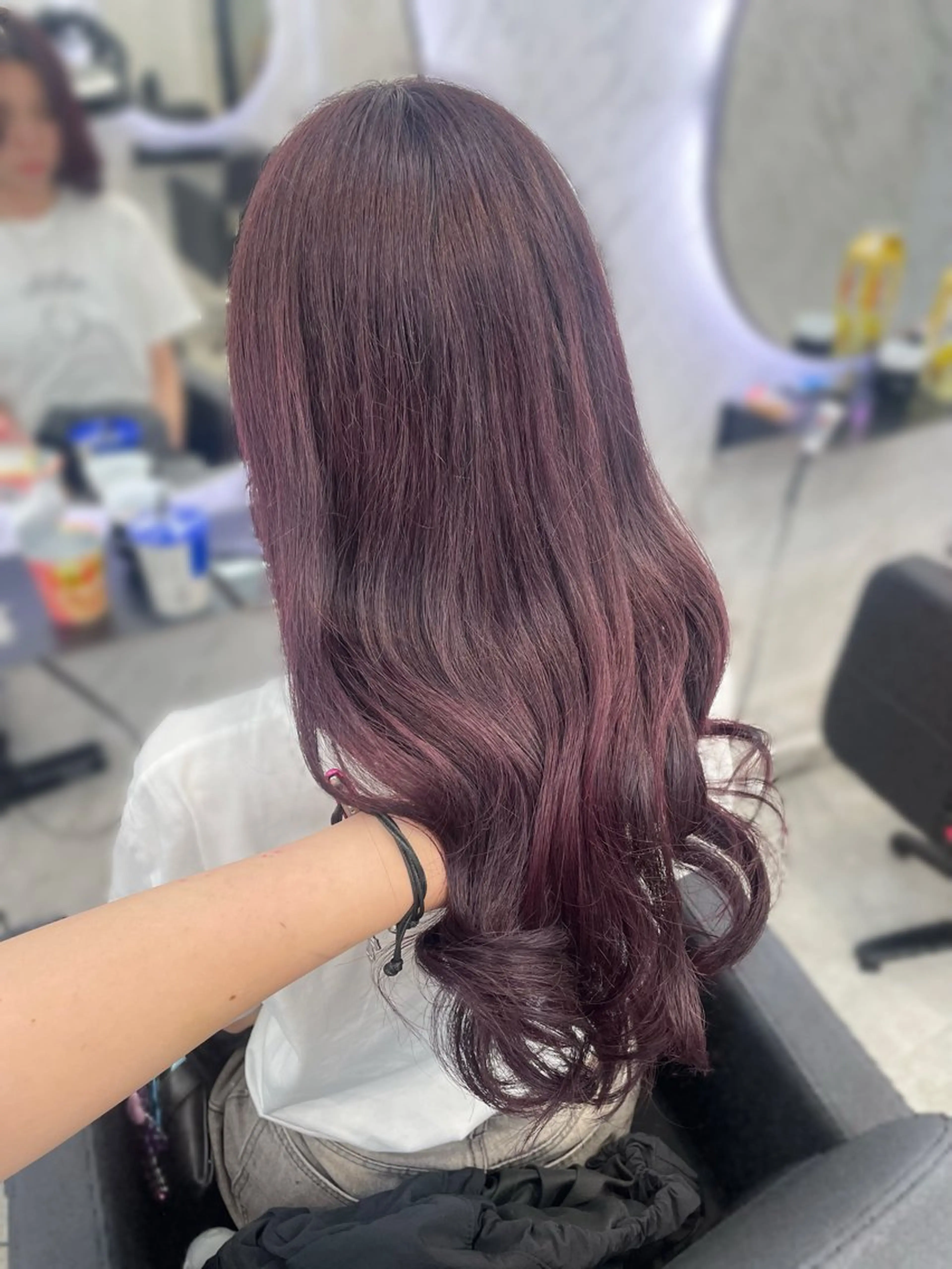 ロング カラー カシス ピンクカラー hair salon dot. mooda 韓国風サロン 町田店所属・韓国風ヘア🎀🩶 /♡𝓝𝓸𝓪♡のヘアスタイル