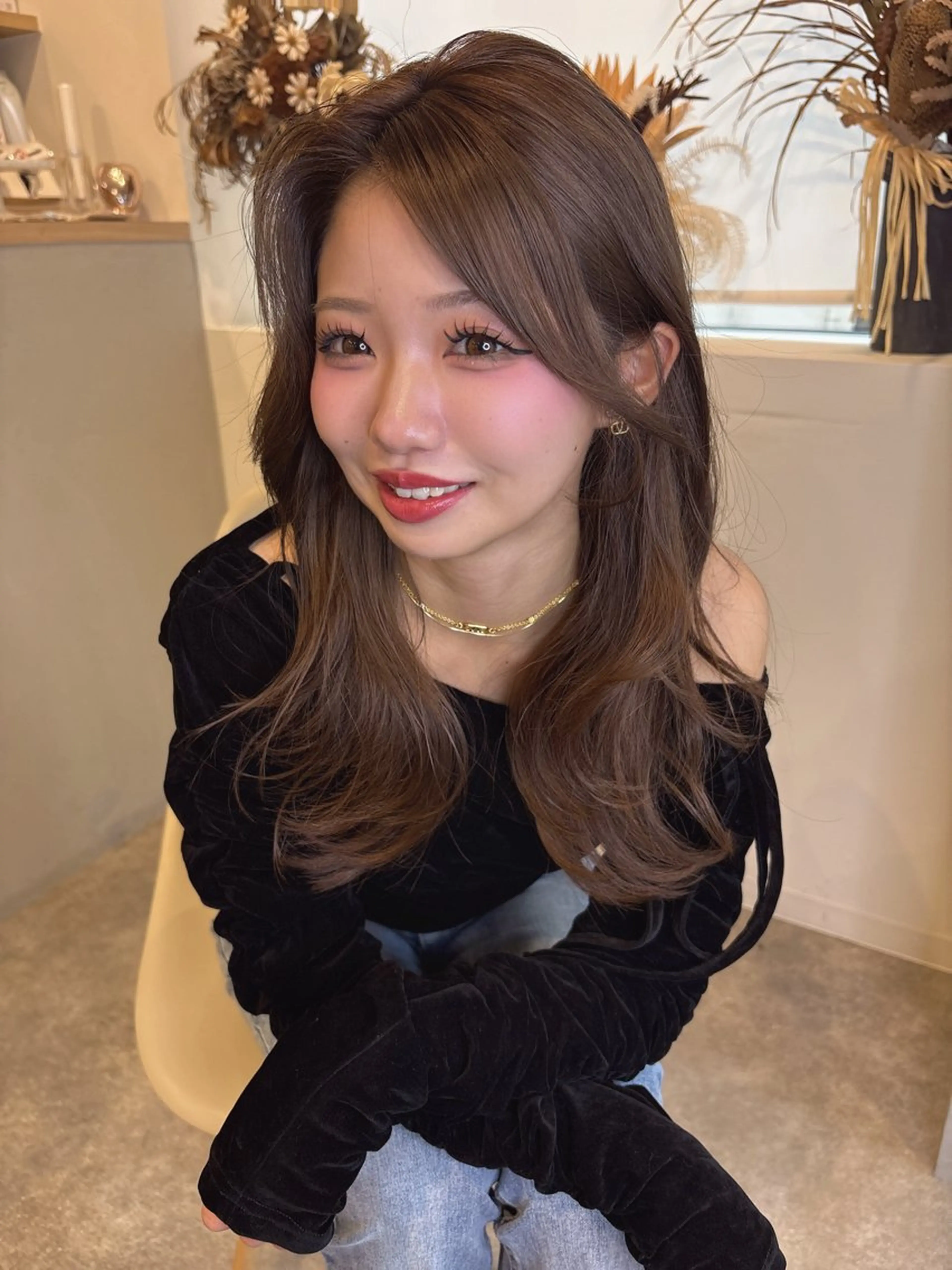 ロング カラー ヘアカラー トリートメント akane/ 髪質改善/暖色のヘアスタイル