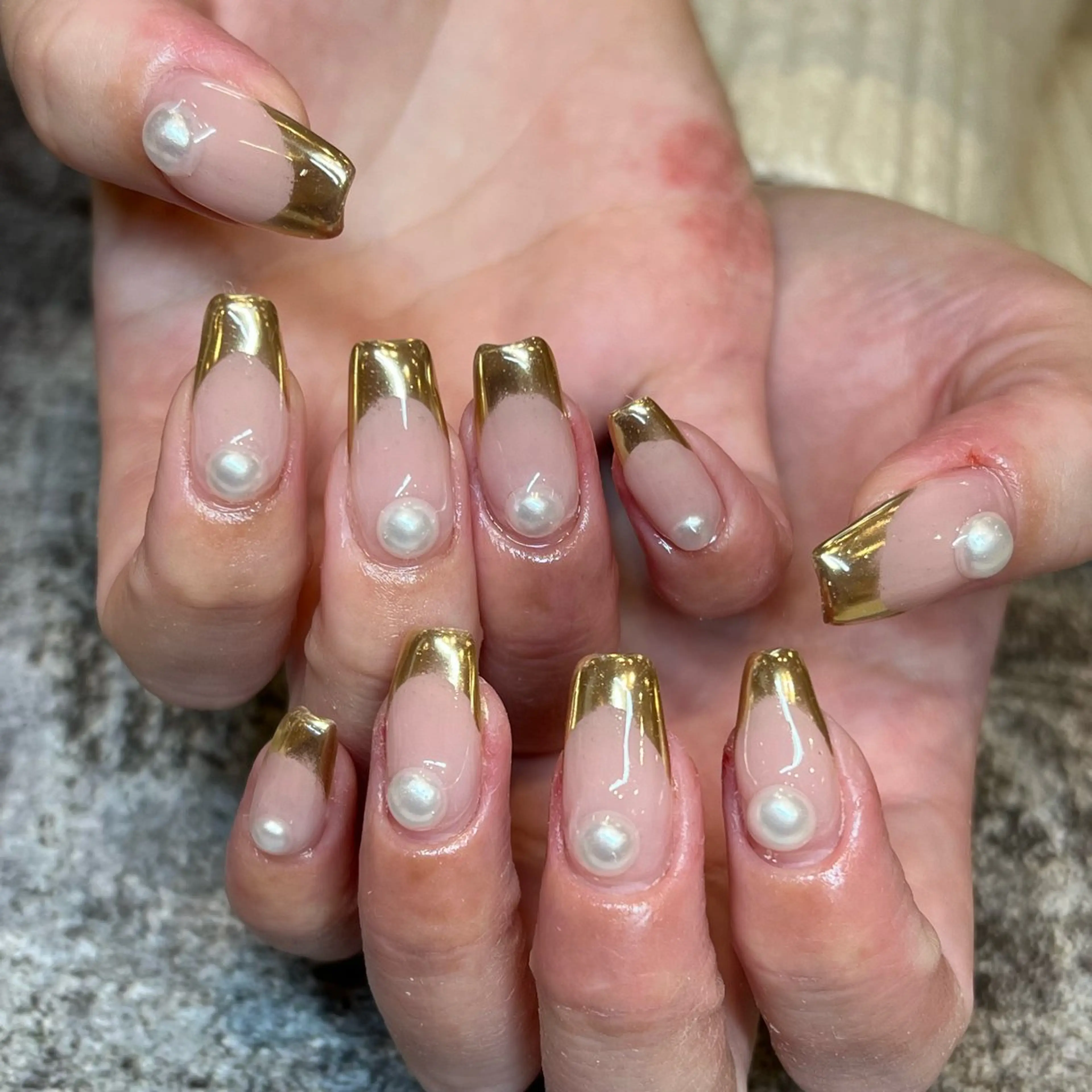 ネイル フレンチネイル ゴールド ミラーネイル シンプルネイル la sinceriteのネイルデザイン