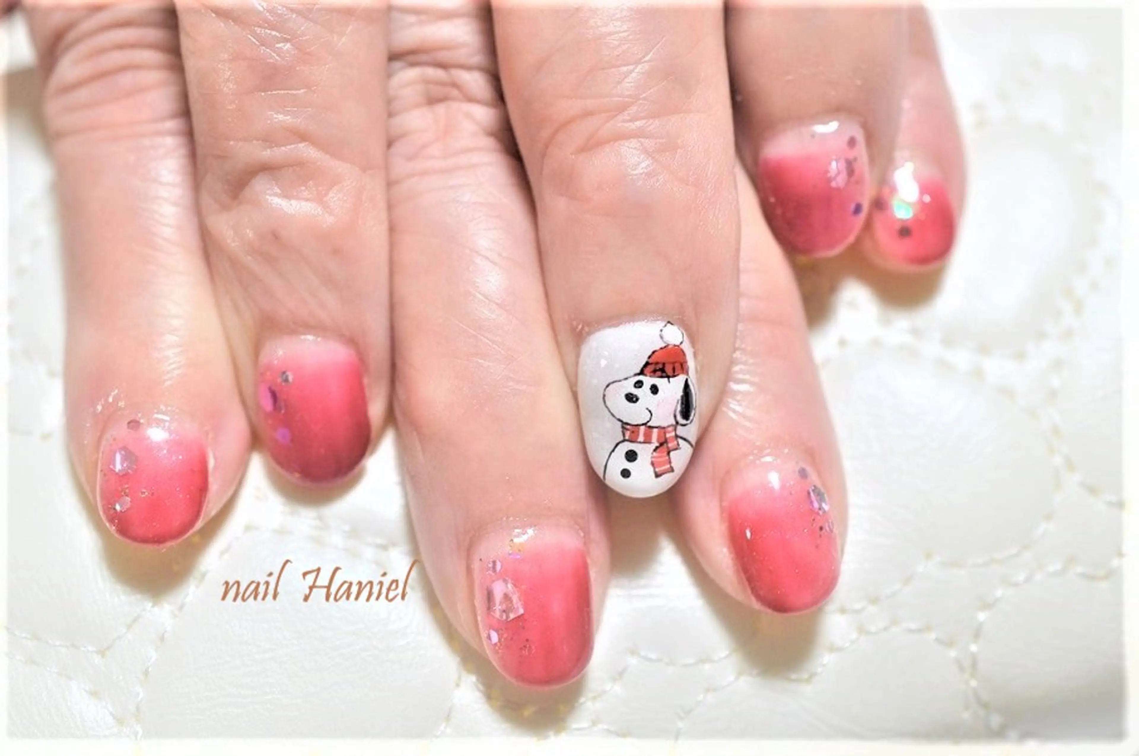 ネイル アートネイル ジェルネイル オフィスネイル パラジェル 冬ネイル ハンドネイル nail Haniel所属・半蔵門サロンハニエル 魅神 ちよのネイルデザイン
