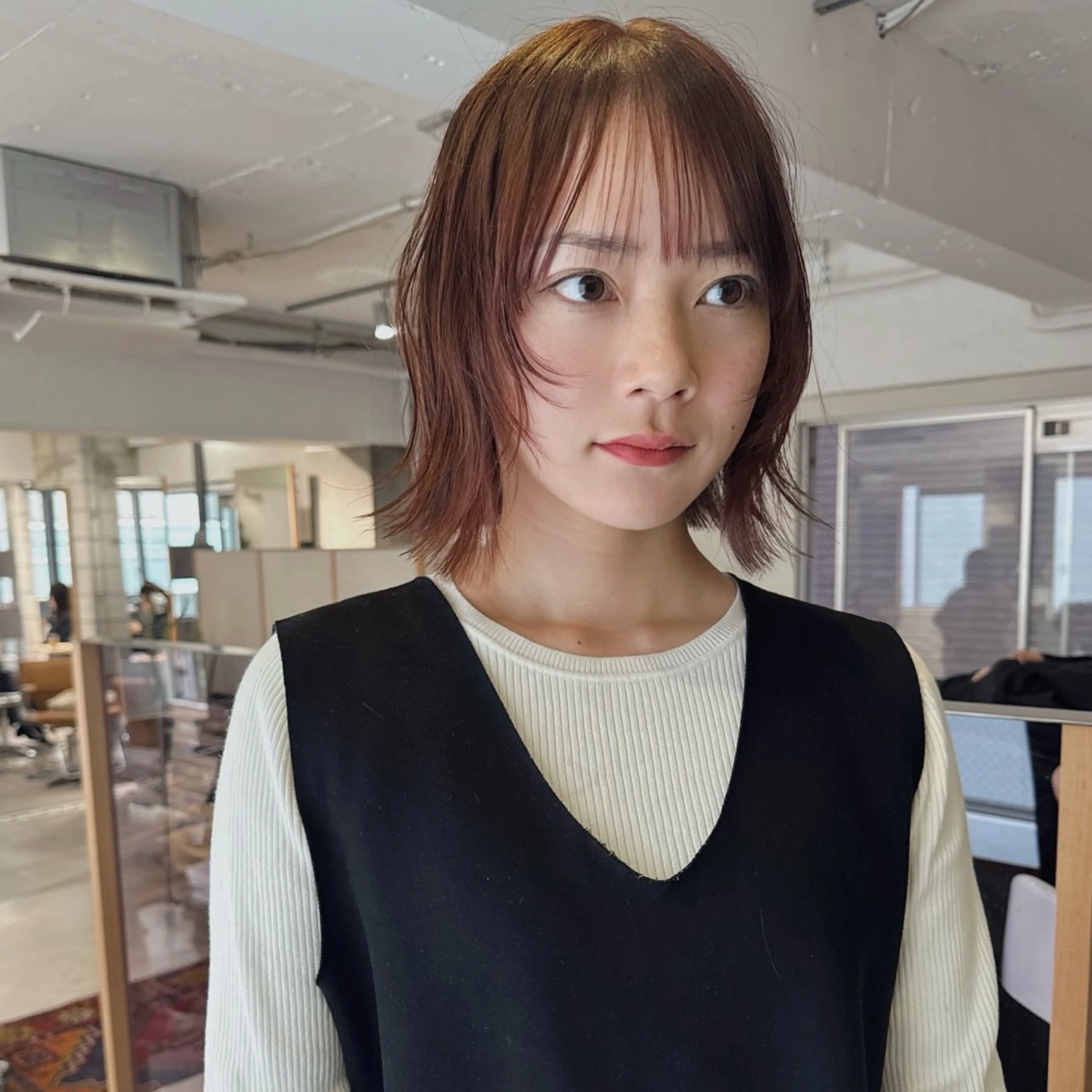 ミディアム ボブ 暖色カラー/顔まわり /mao🎀のヘアスタイル