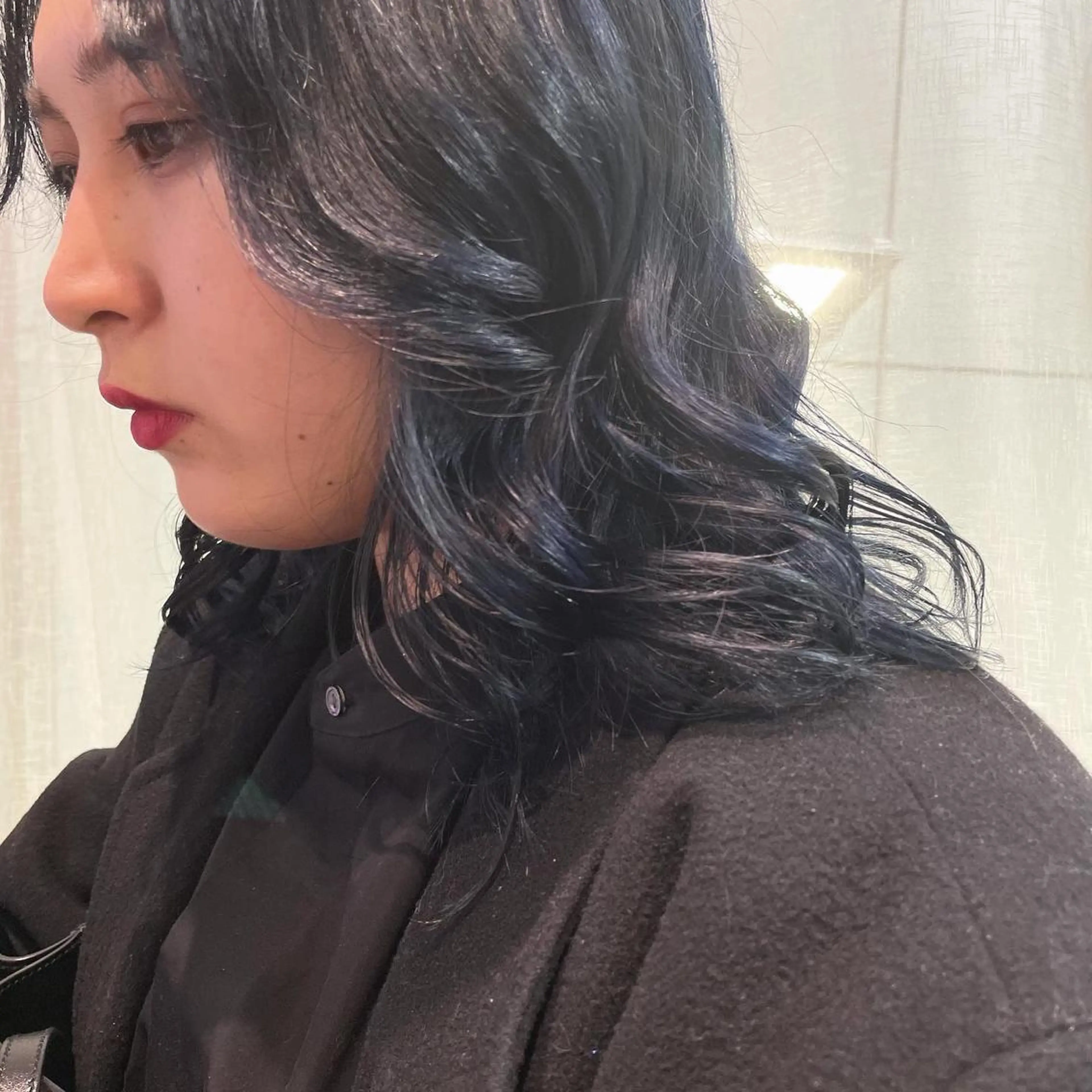 セミロング カラー ネイビーカラー 韓国ヘア🦋 MIYUのヘアスタイル