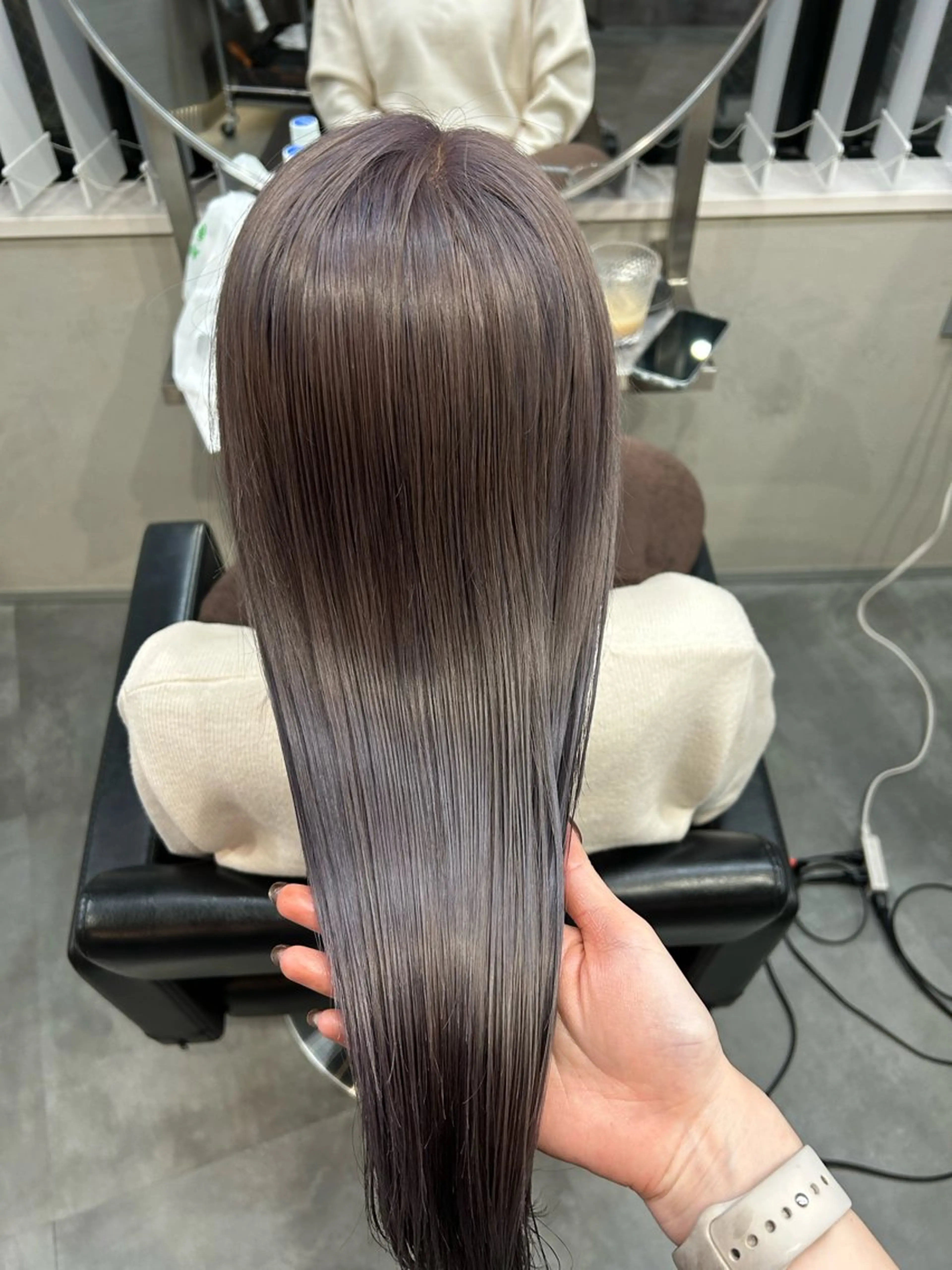ロング カラー グレージュ ラベンダーカラー ラベンダーグレージュ ラベンダーグレー ヘアカラー トリートメント Haru/THREE …by velvetのヘアスタイル