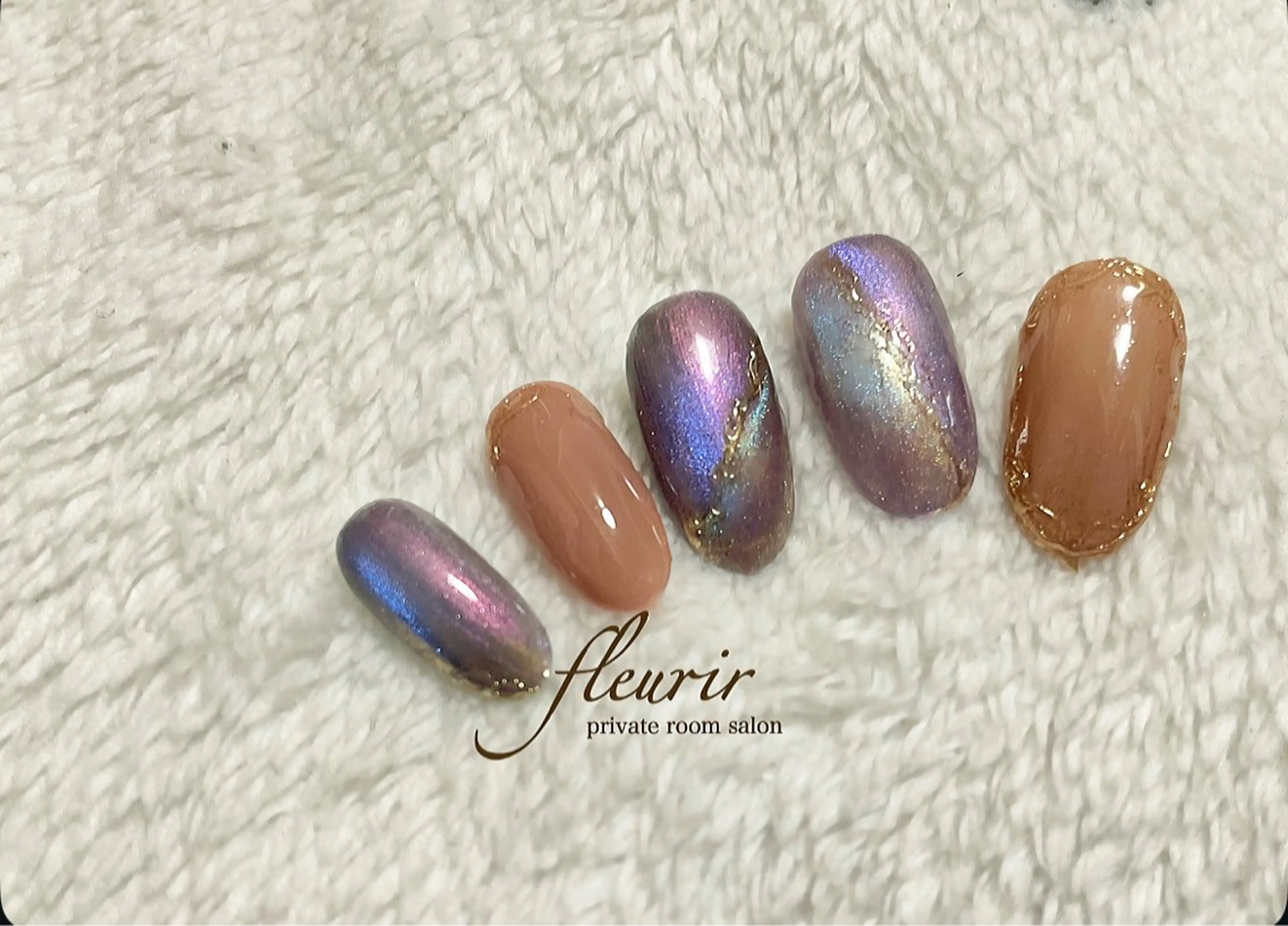 ネイル アートネイル ブルー グリーン マグネットネイル ミラーネイル ハンドネイル フルリール 【プライベートサロンのネイルデザイン