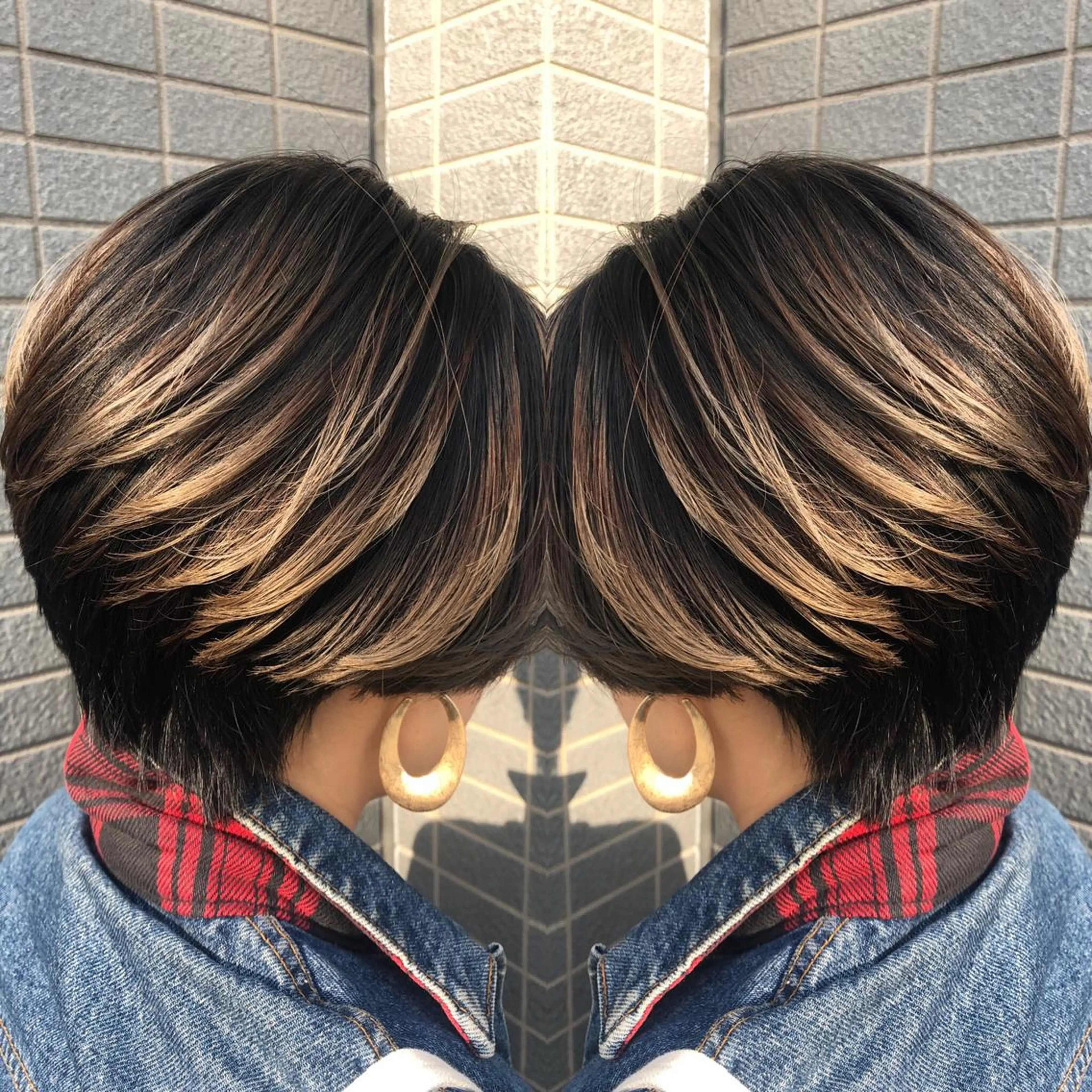 ショート カラー ハンサムショート バレイヤージュ レイヤーカット ショートヘア 似合わせ レイヤー須川のヘアスタイル