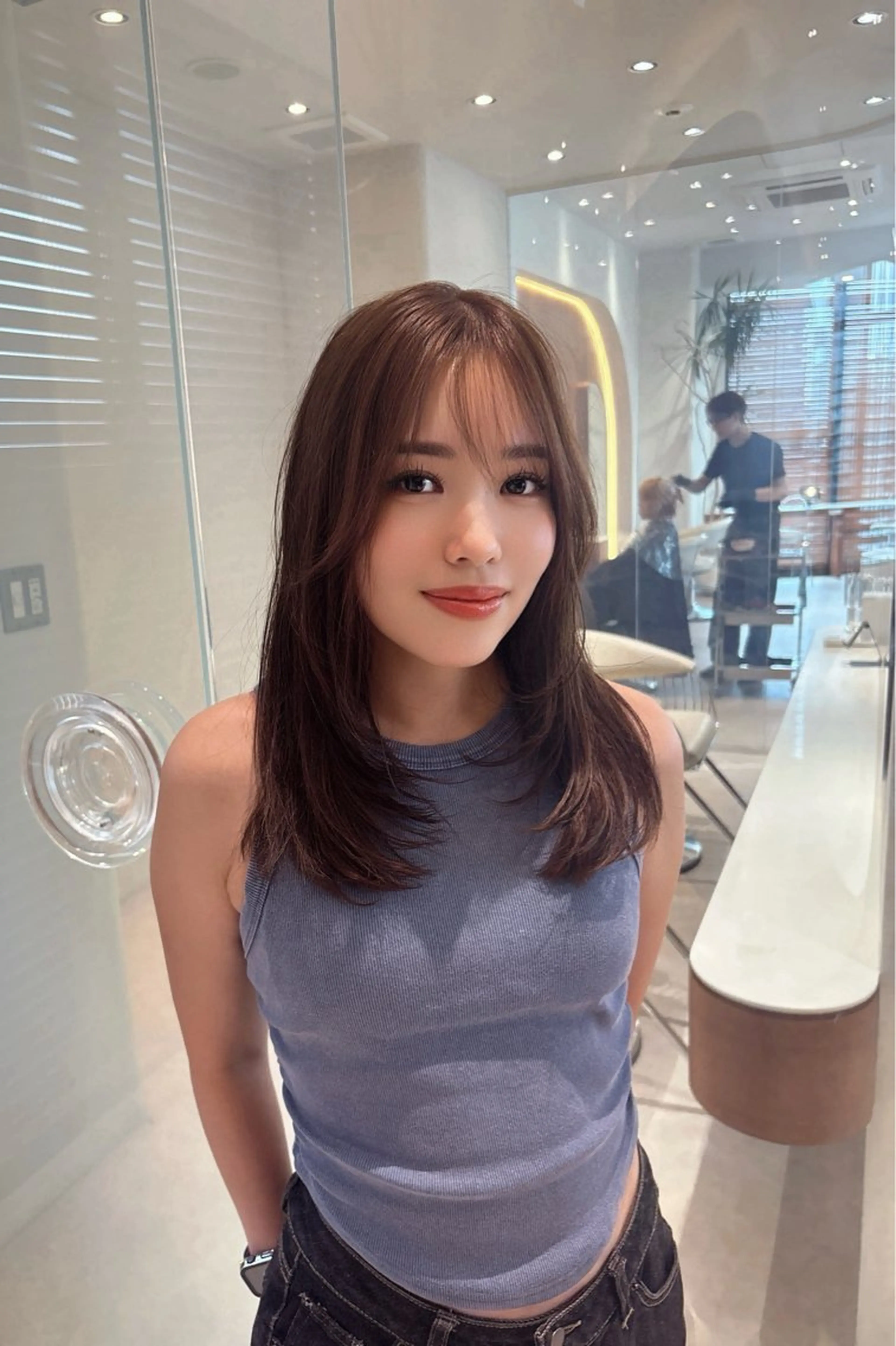 セミロング カット ヘアカラー 渋谷/韓国レイヤー 顔まわり特化マサキのヘアスタイル