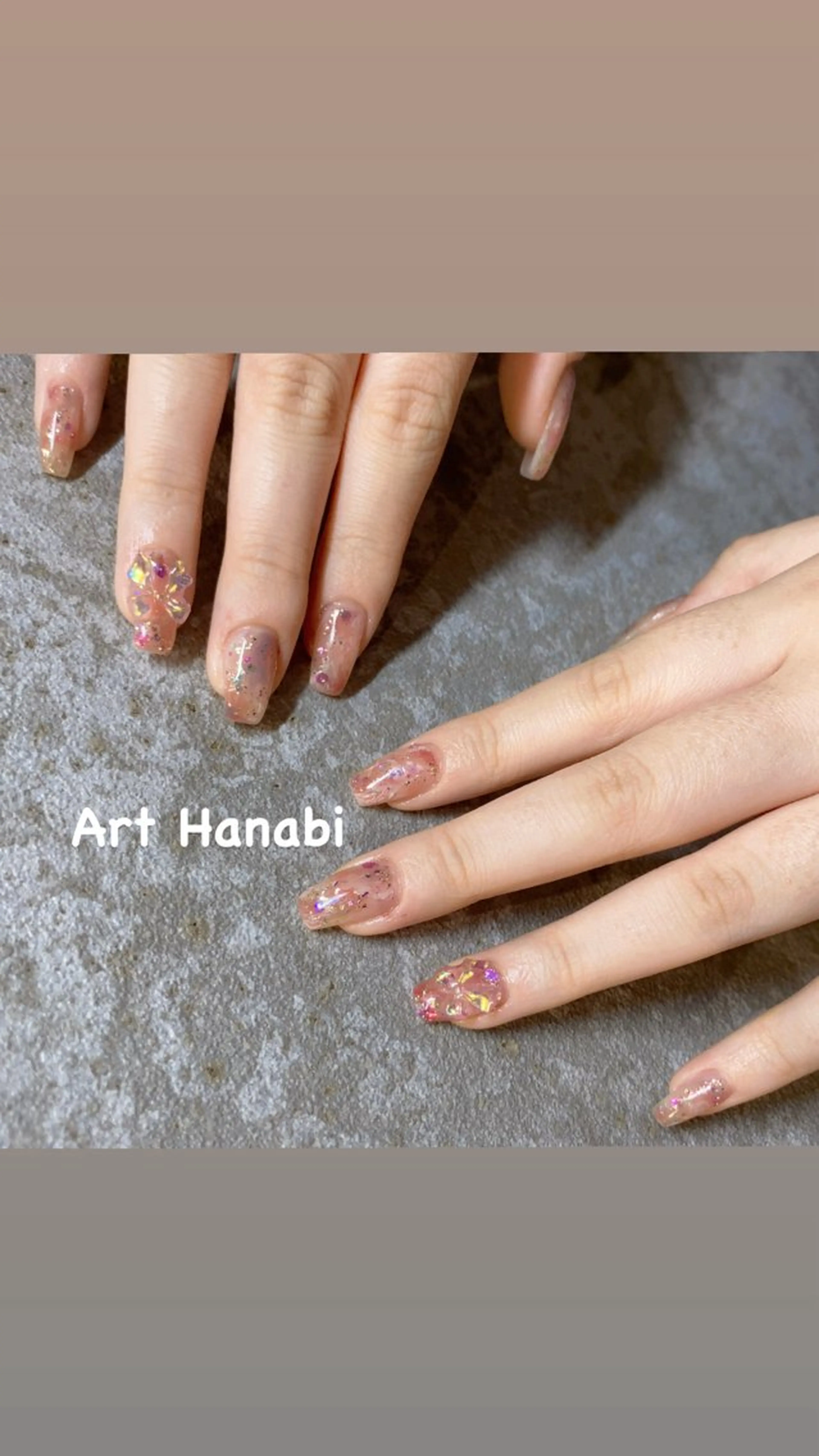 ネイル 長さ出し ホログラムネイル キラキラネイル ラメ(グリッター) ニュアンスネイル Art Hanabi所属・Art Hanabi ミリのネイルデザイン