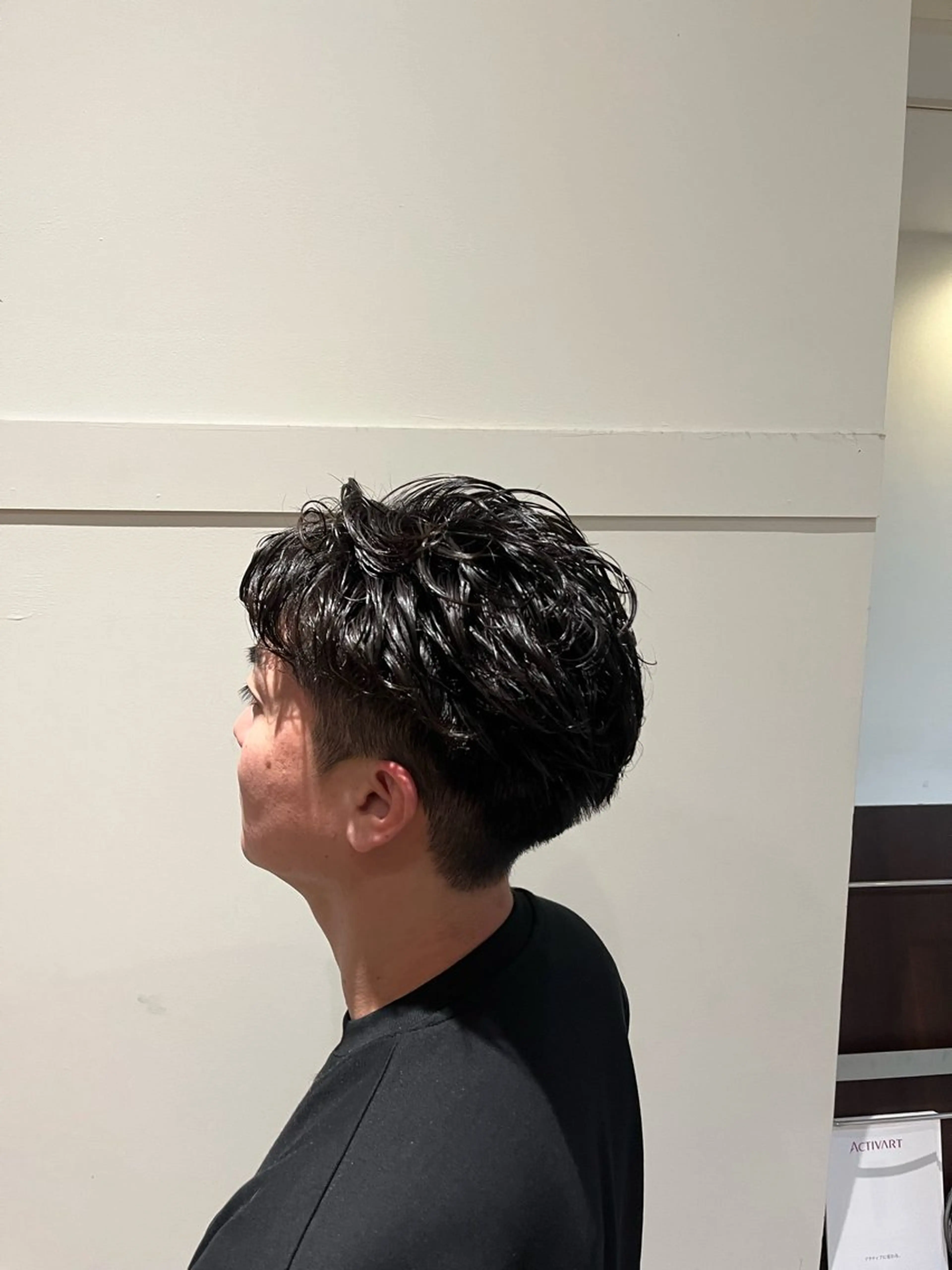 ショート パーマ メンズ オールバック 似合わせカット カット パーマ 小川 孝太のヘアスタイル