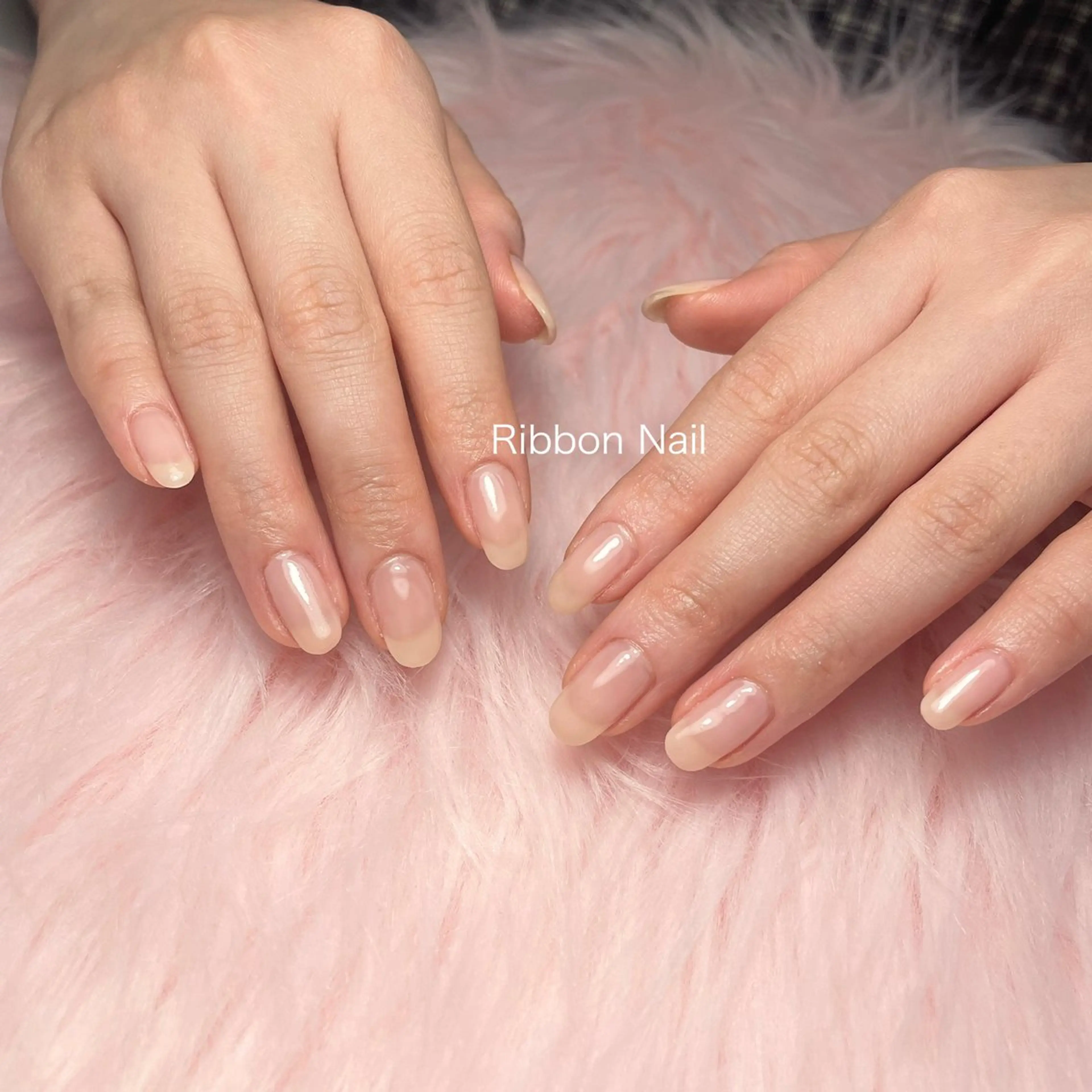 ネイル ピンク ピンクベージュ ハンドネイル Ribbon nailのネイルデザイン