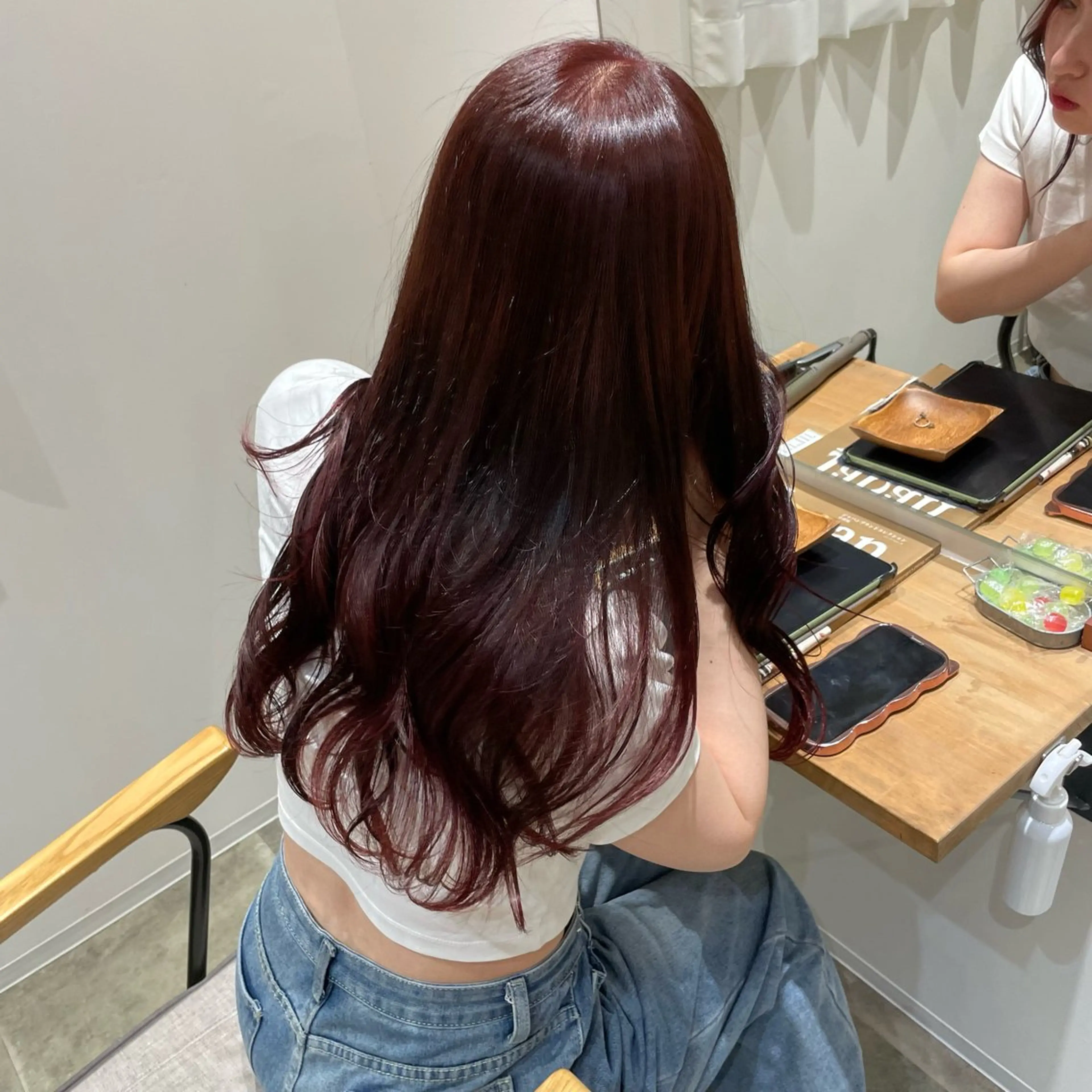 カラー ブリーチ ブリーチなしカラー レッドカラー 杉田 理胡のヘアスタイル