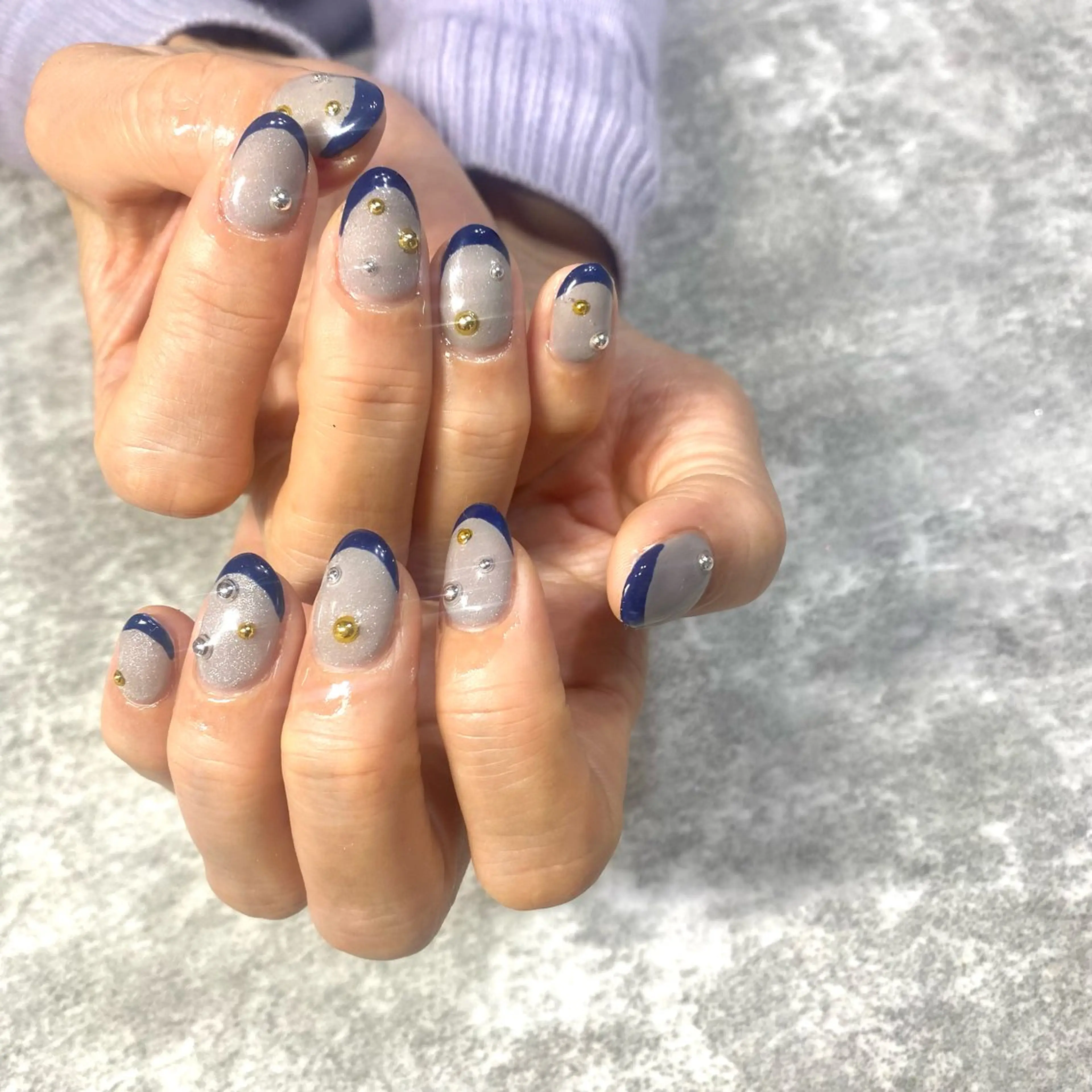 ネイル フレンチネイル ネイビー ハンドネイル ★Rinail... .のネイルデザイン
