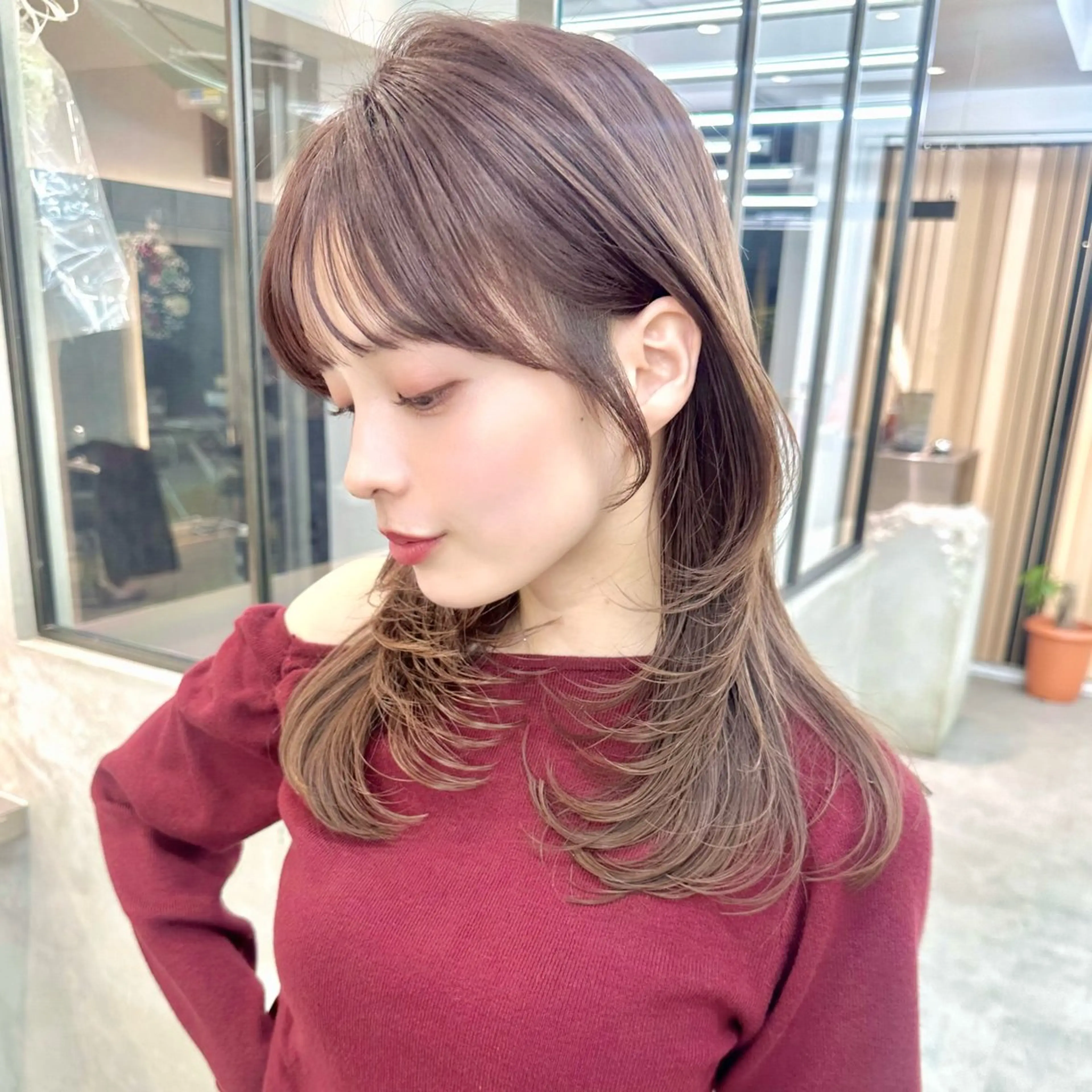 セミロング カラー カット ヘアカラー トリートメント 縮毛/レイヤー 韓国/橋口のヘアスタイル