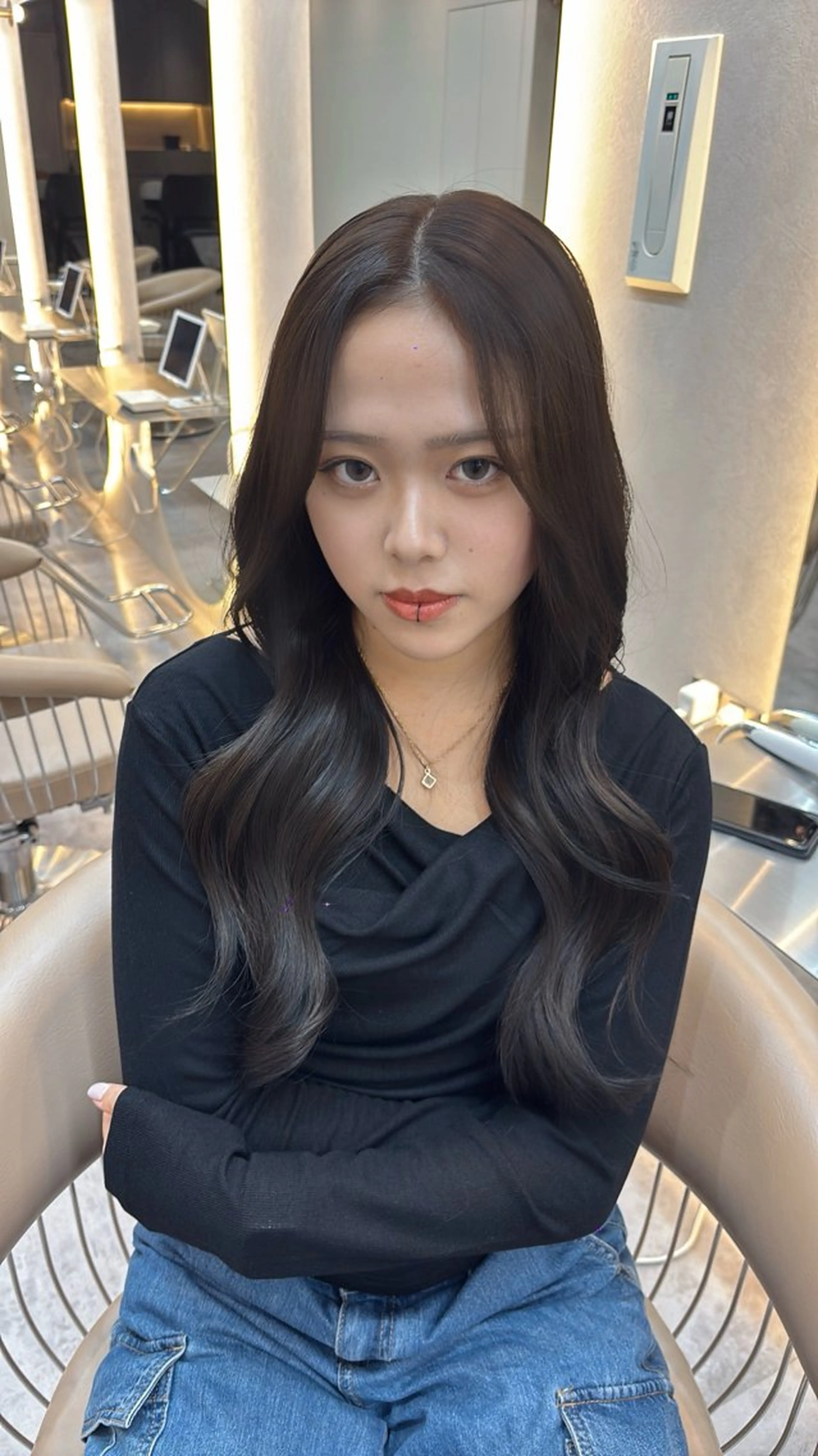 ロング ヘアカラー トリートメント ゆうか♡⟡.· 韓国ヘアのヘアスタイル
