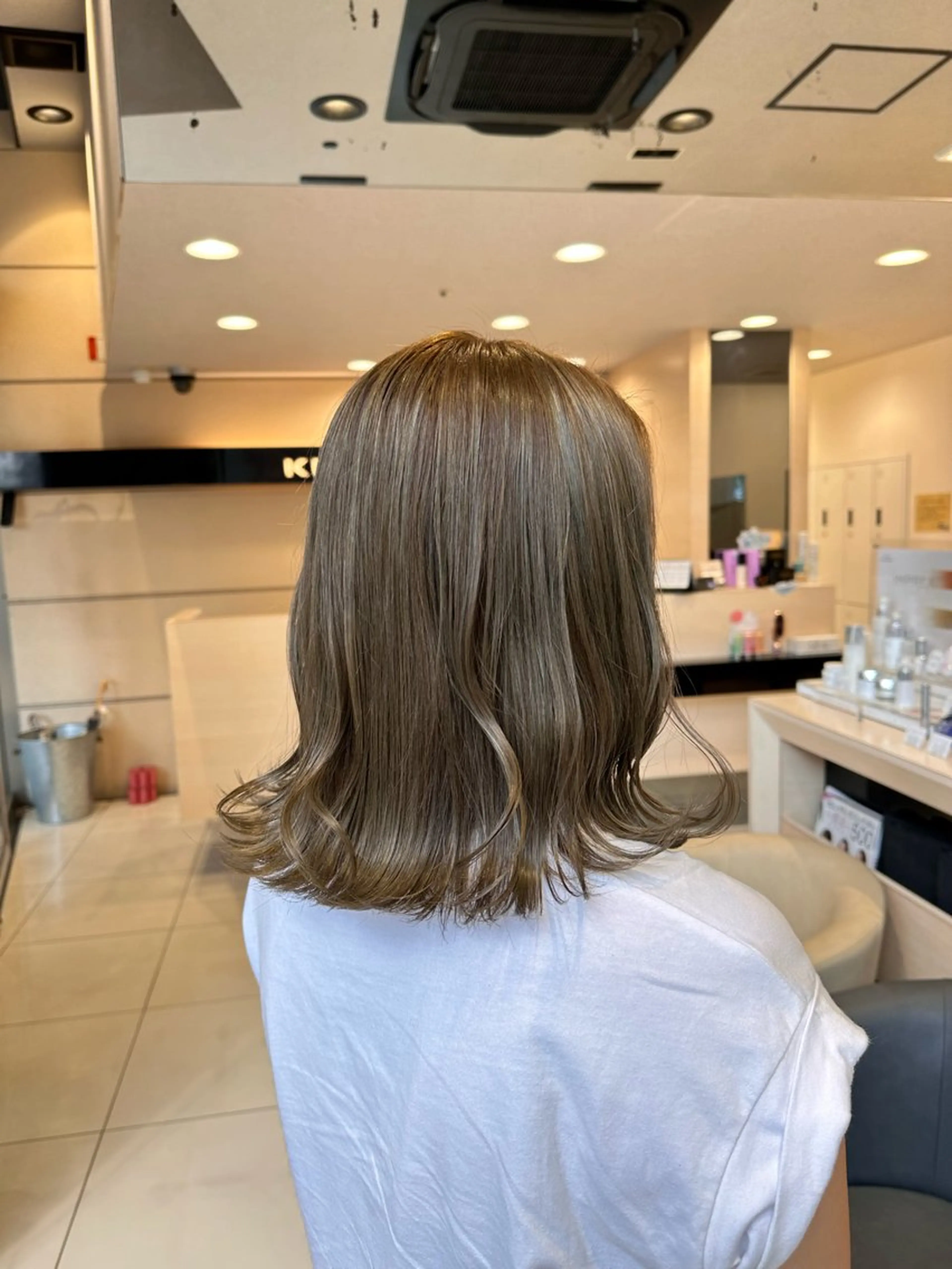 ミディアム カラー オリーブカラー ヘアカラー クロスパーマ/うる艶 カラー/Kurumiのヘアスタイル