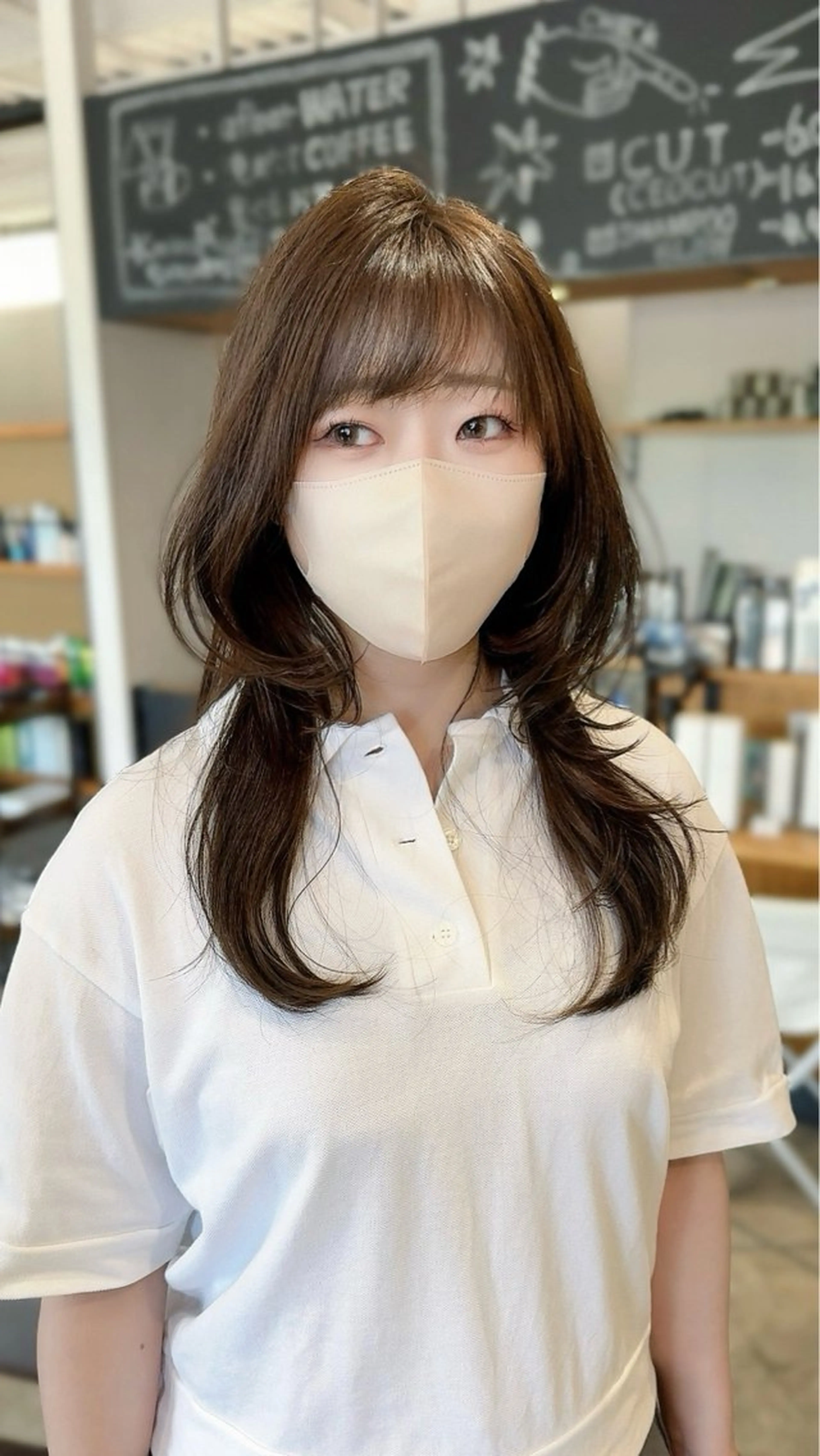 セミロング レイヤーカット ワンホンレイヤー カット ヘアカラー 永田竜一/縮毛矯正/ 大人可愛い/レイヤーのヘアスタイル