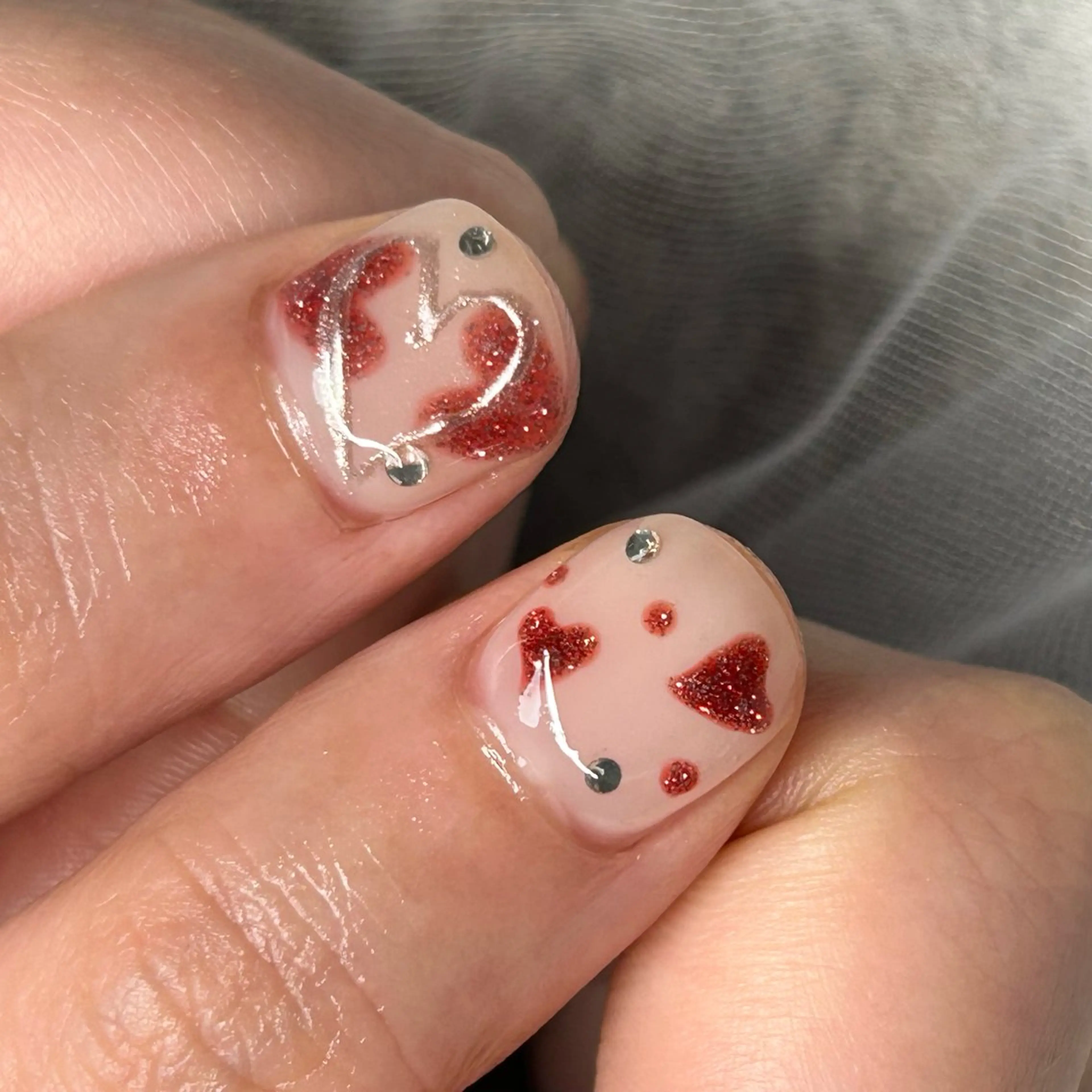 ネイル アートネイル ハート バレンタイン ハンドネイル ten nail salon　かえでのネイルデザイン