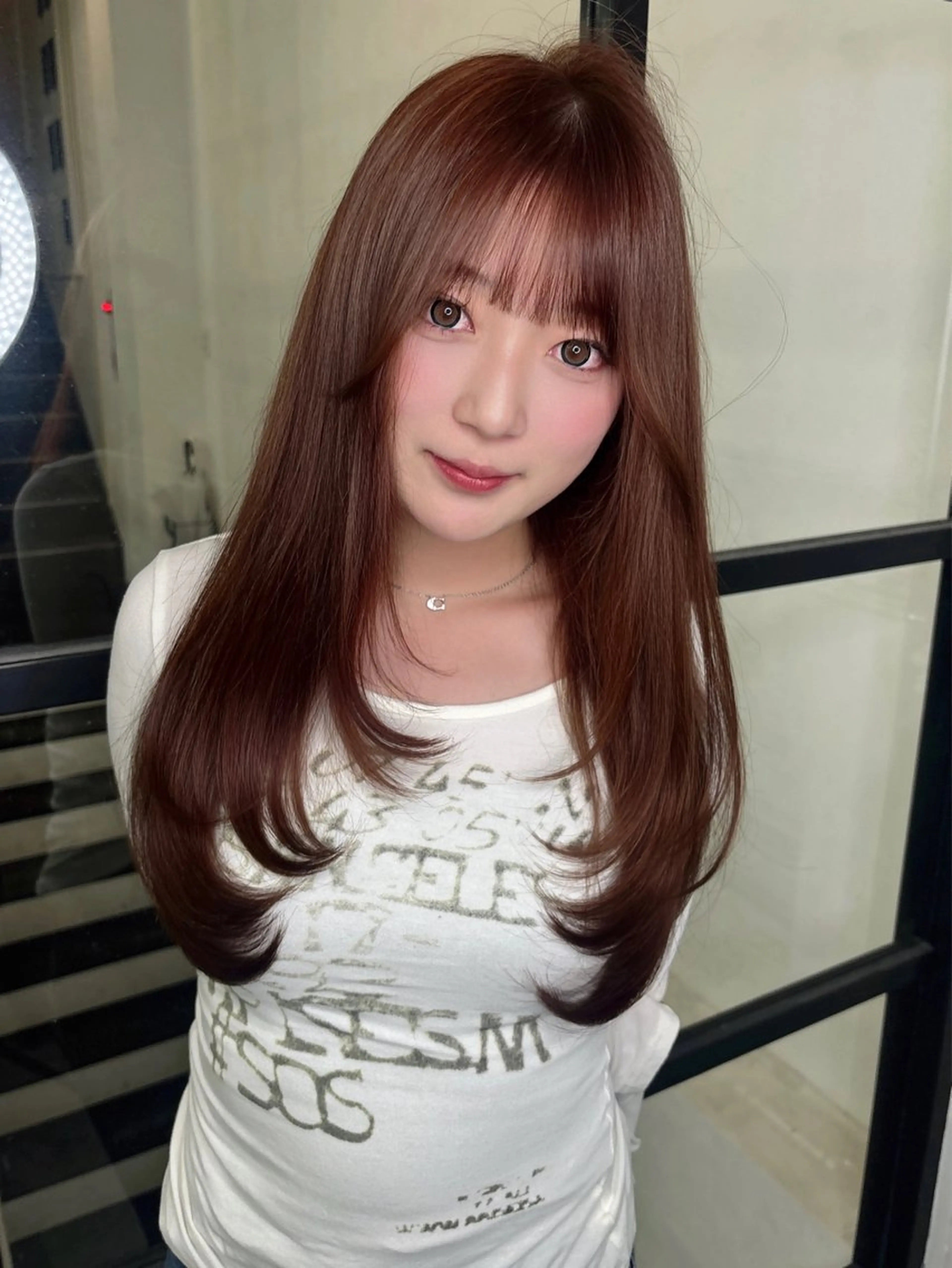 ロング カラー ブリーチ ブラウンカラー ダブルカラー ブリーチなしカラー レイヤーカット カット ヘアカラー fudge所属・MaisonHALU 松浦光咲のヘアスタイル