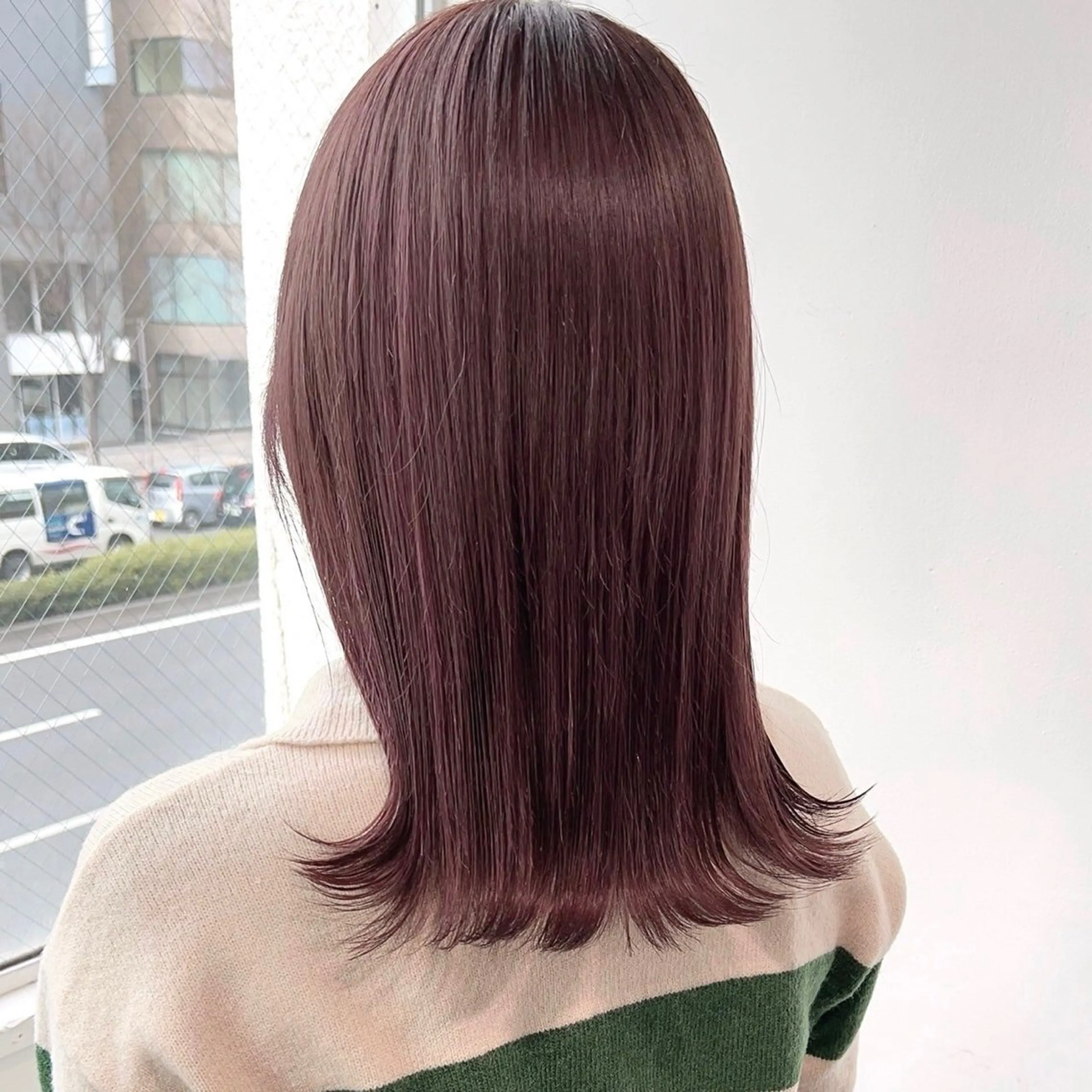 ミディアム カラー ヘアアレンジ ヘアカラー 🎀RIN🎀 就活🩶暗髪カラーのヘアスタイル